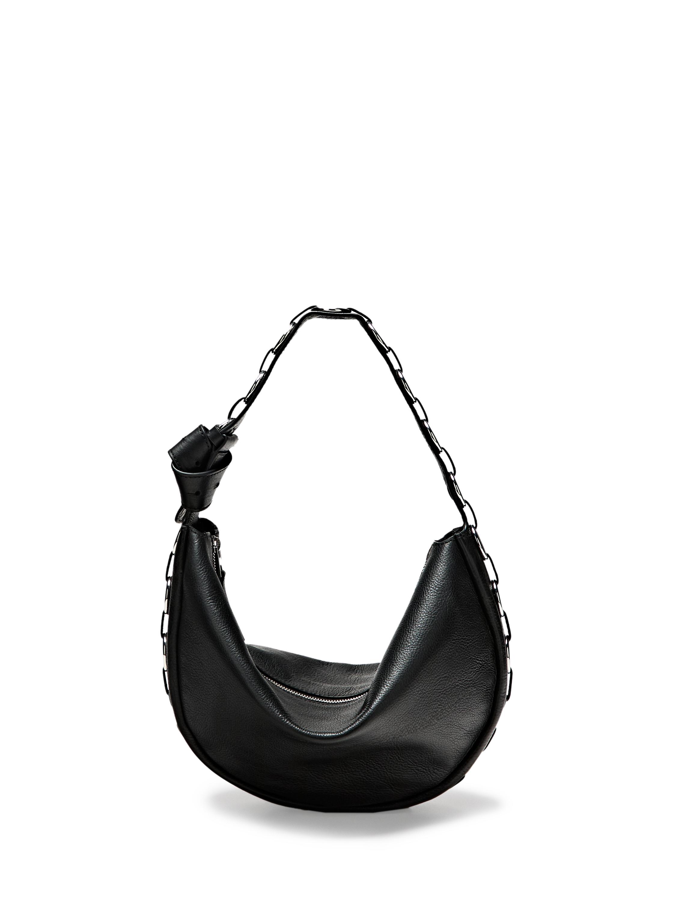 Nappa leather bag with eyelets — BLACK