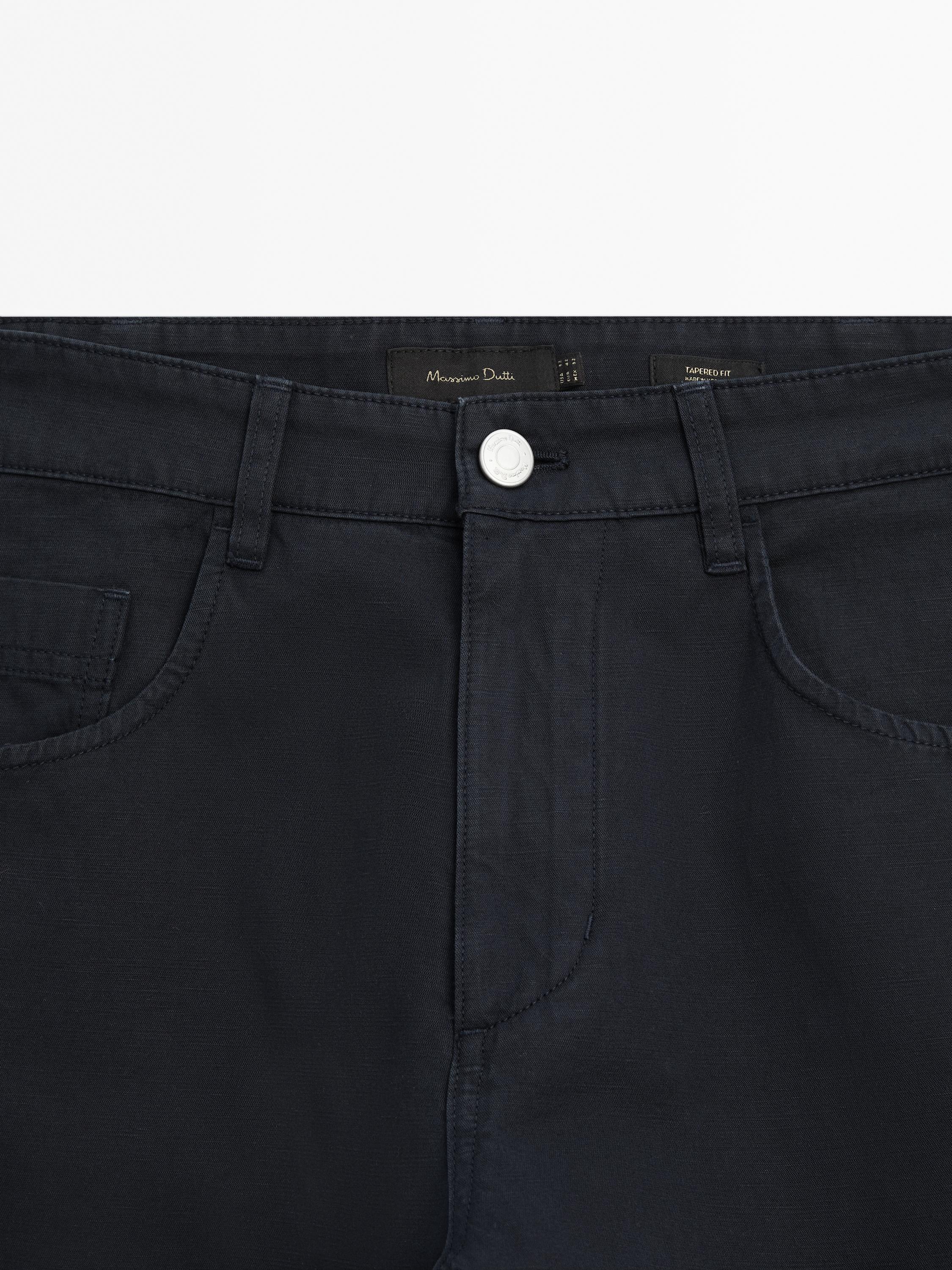Relaxed fit cotton blend denim trousers