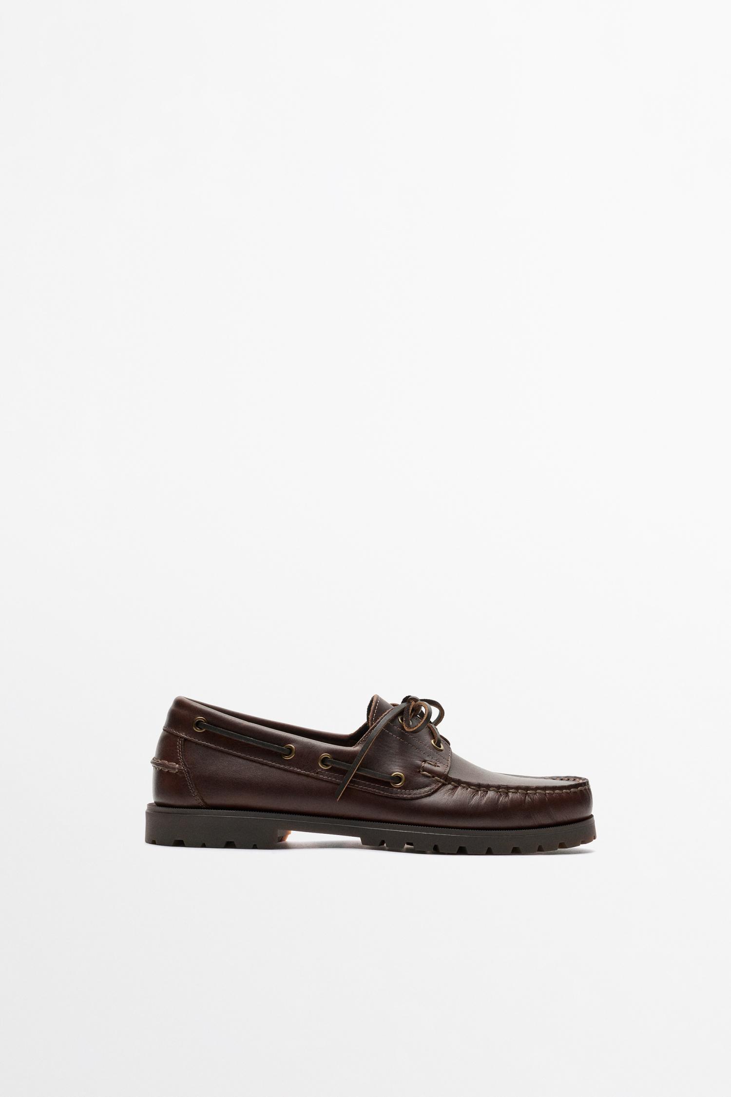 Nappa leather boat shoe — TAN