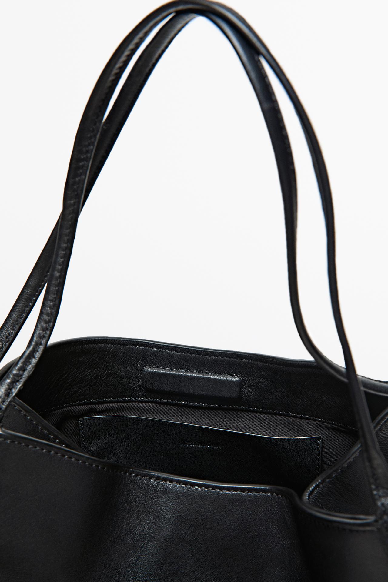 Mini nappa leather satchel — BLACK