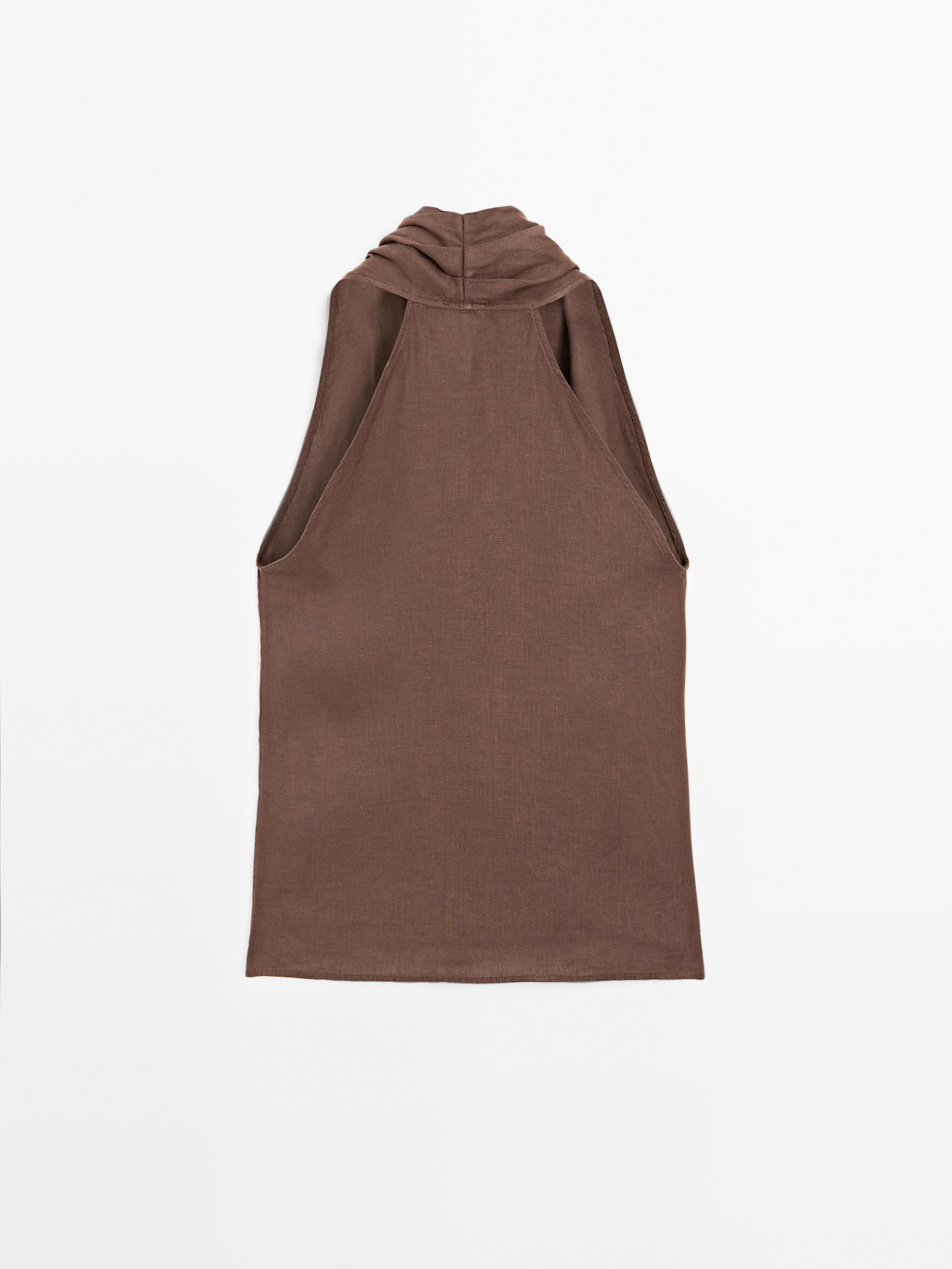 Linen crossover halter top
