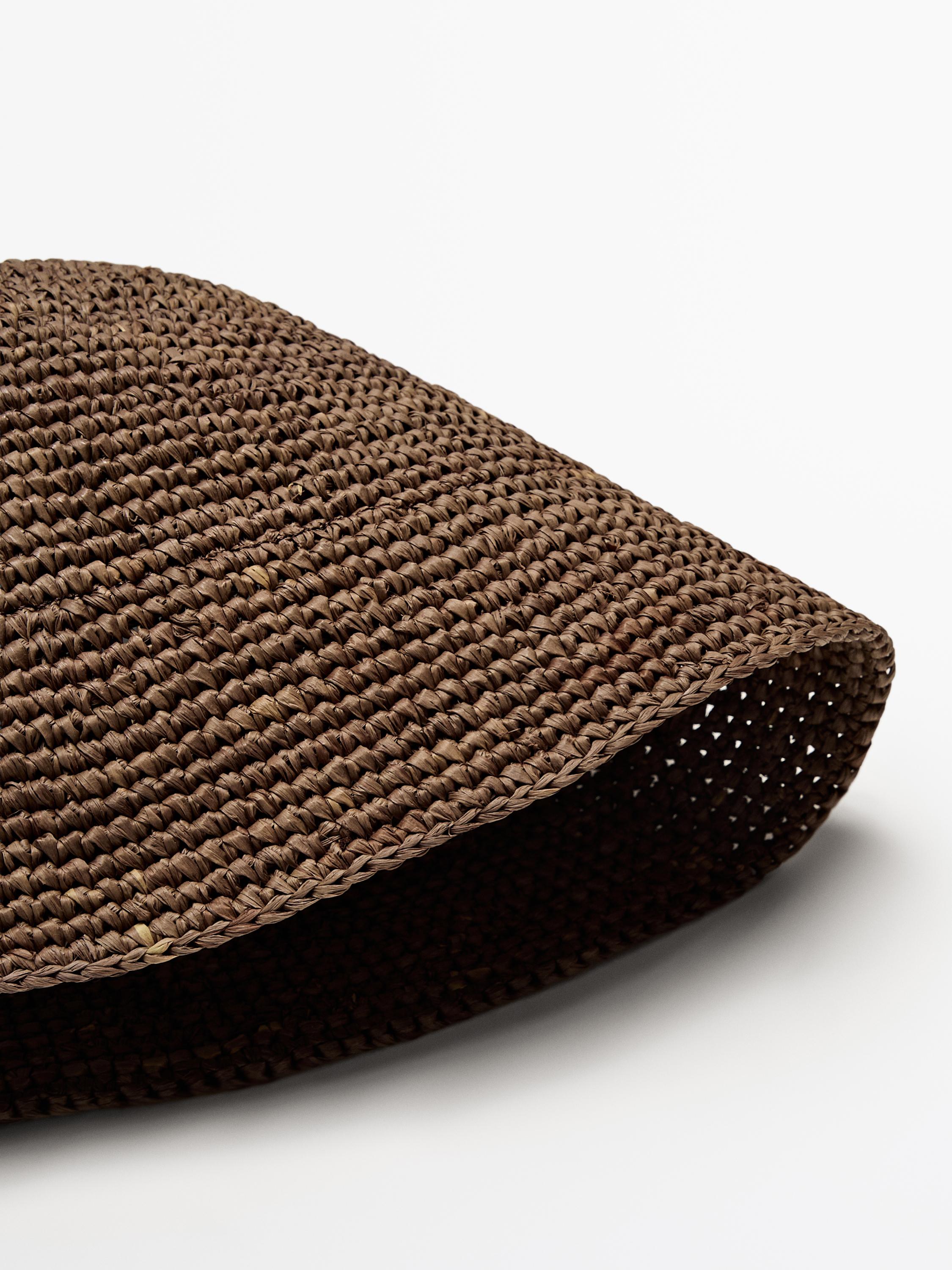 Small 100% raffia bucket hat — GREEN