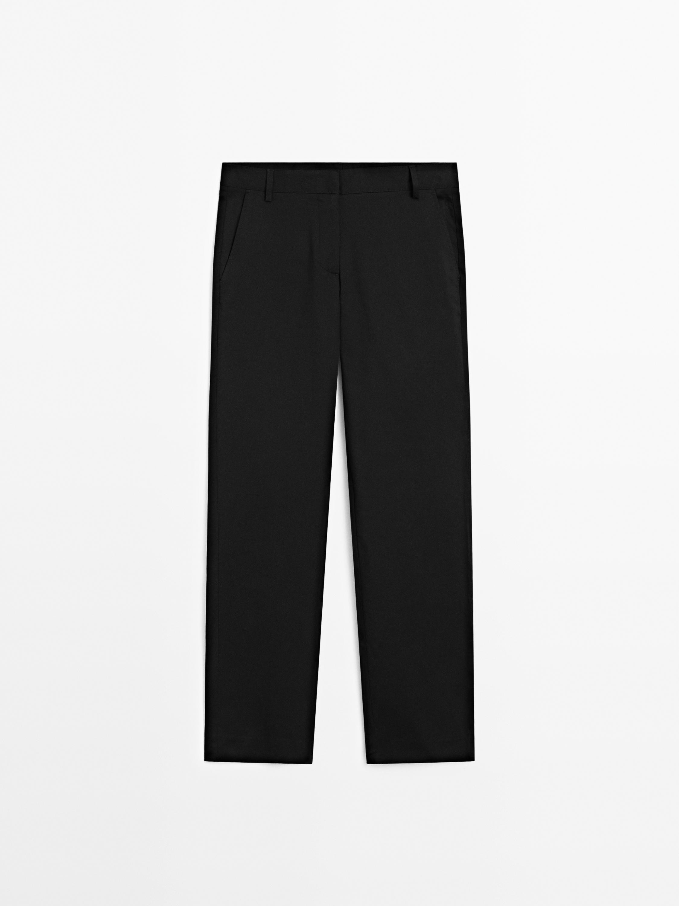 Pantalón straight fit mezcla algodón