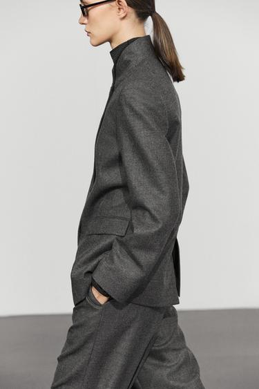 100% wool flannel suit blazer — DARK GREY 3