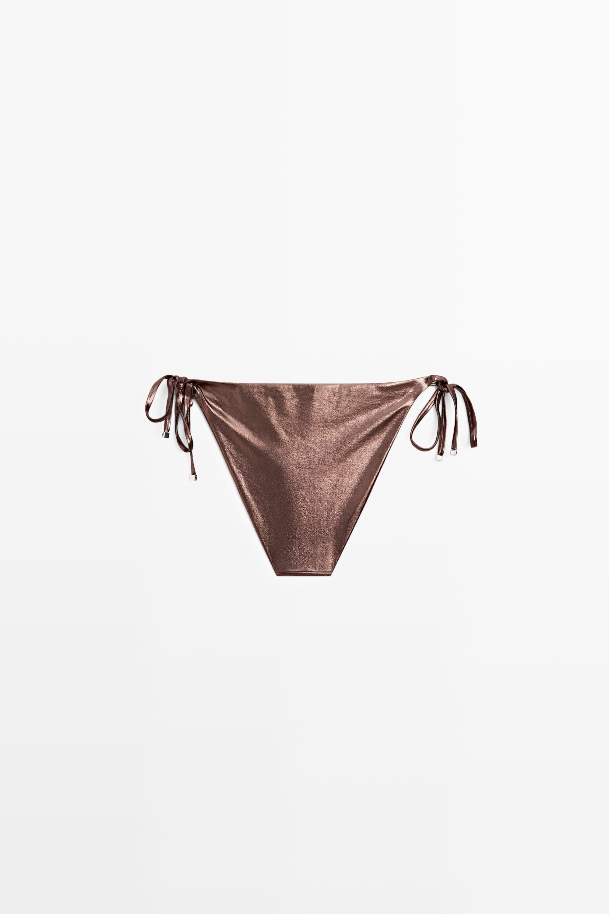 Metallic triangle bikini set — BROWN