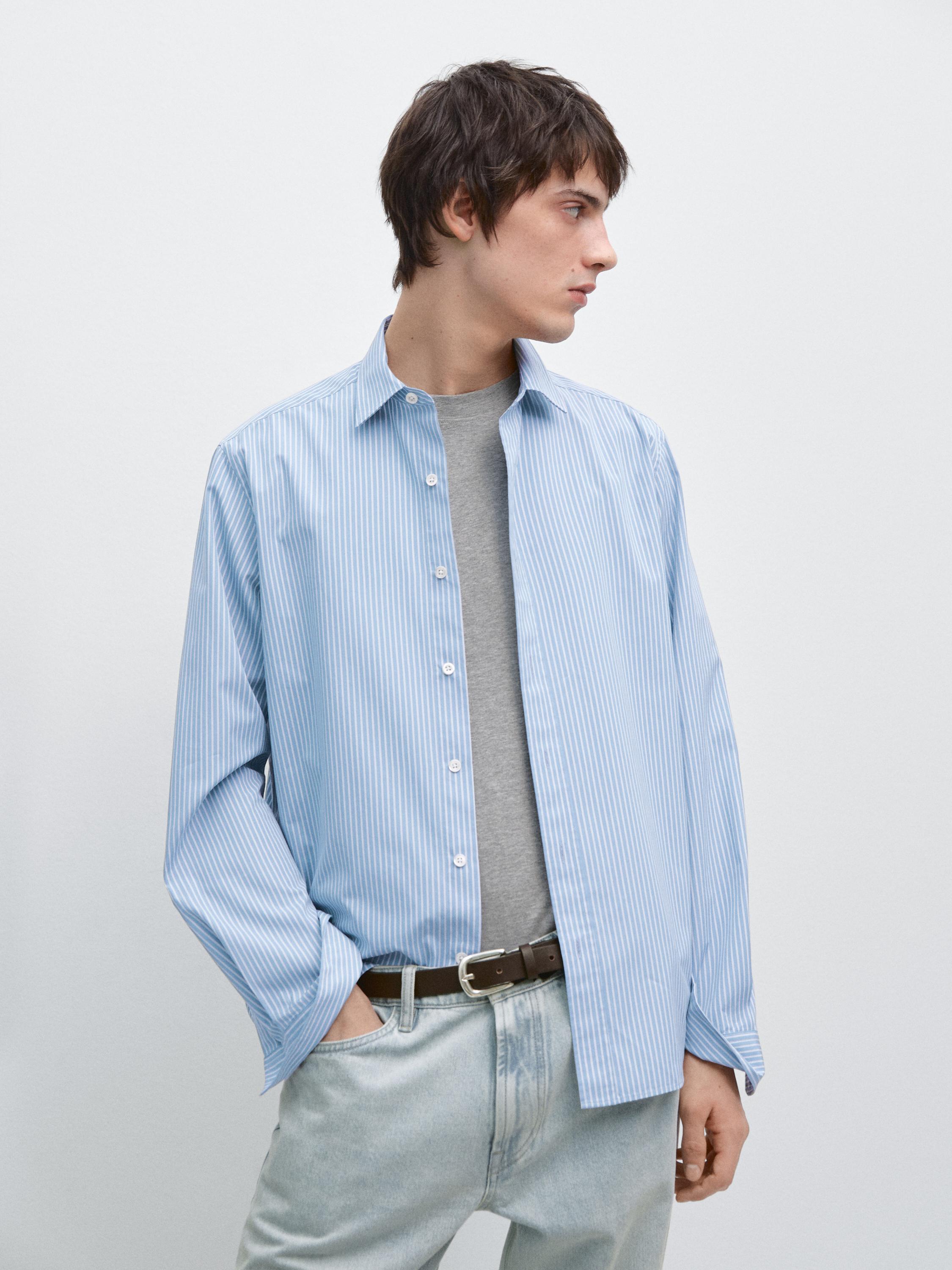 100% cotton striped poplin shirt