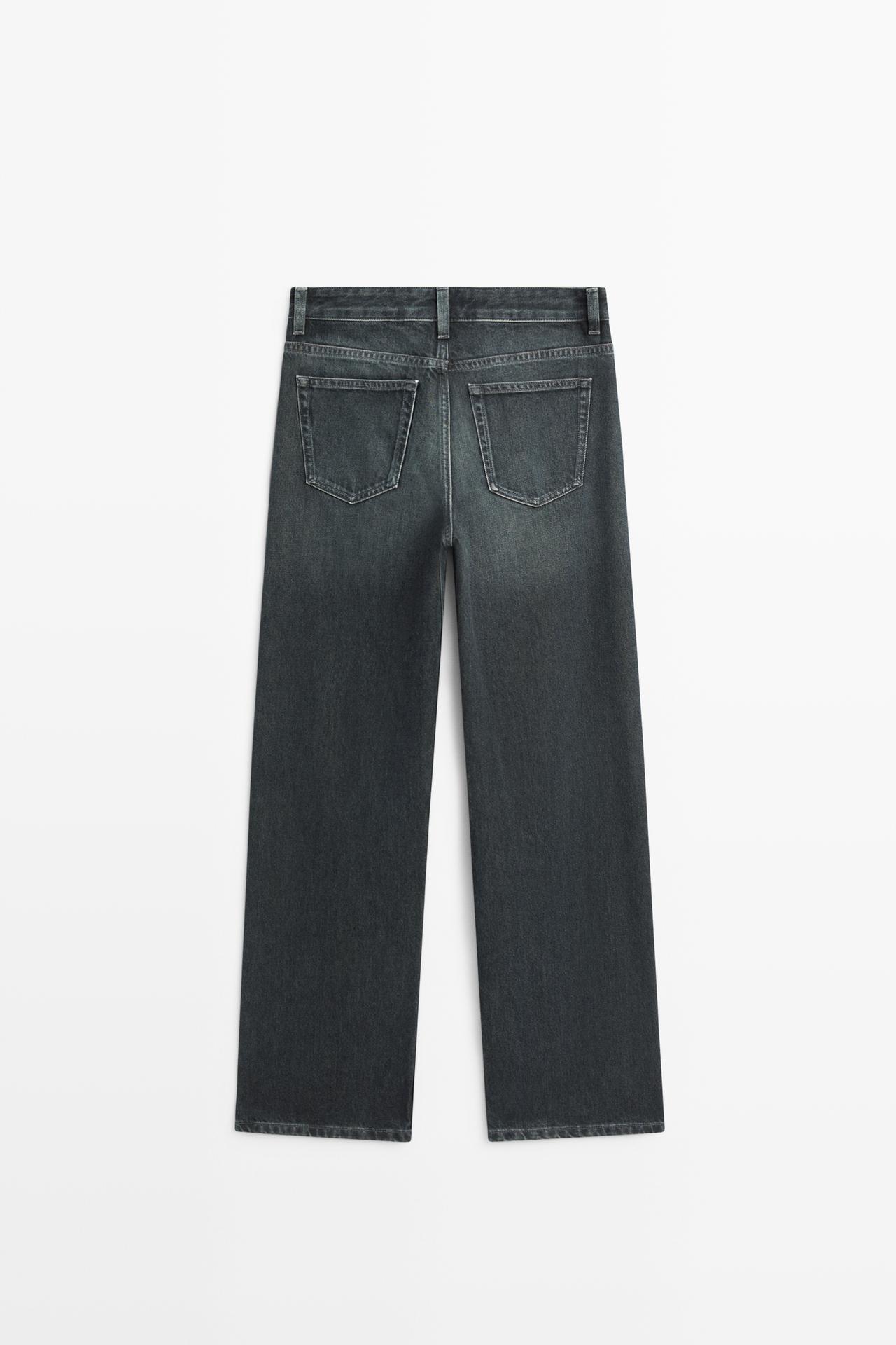 Wide-leg mid-waist jeans — Dark blue