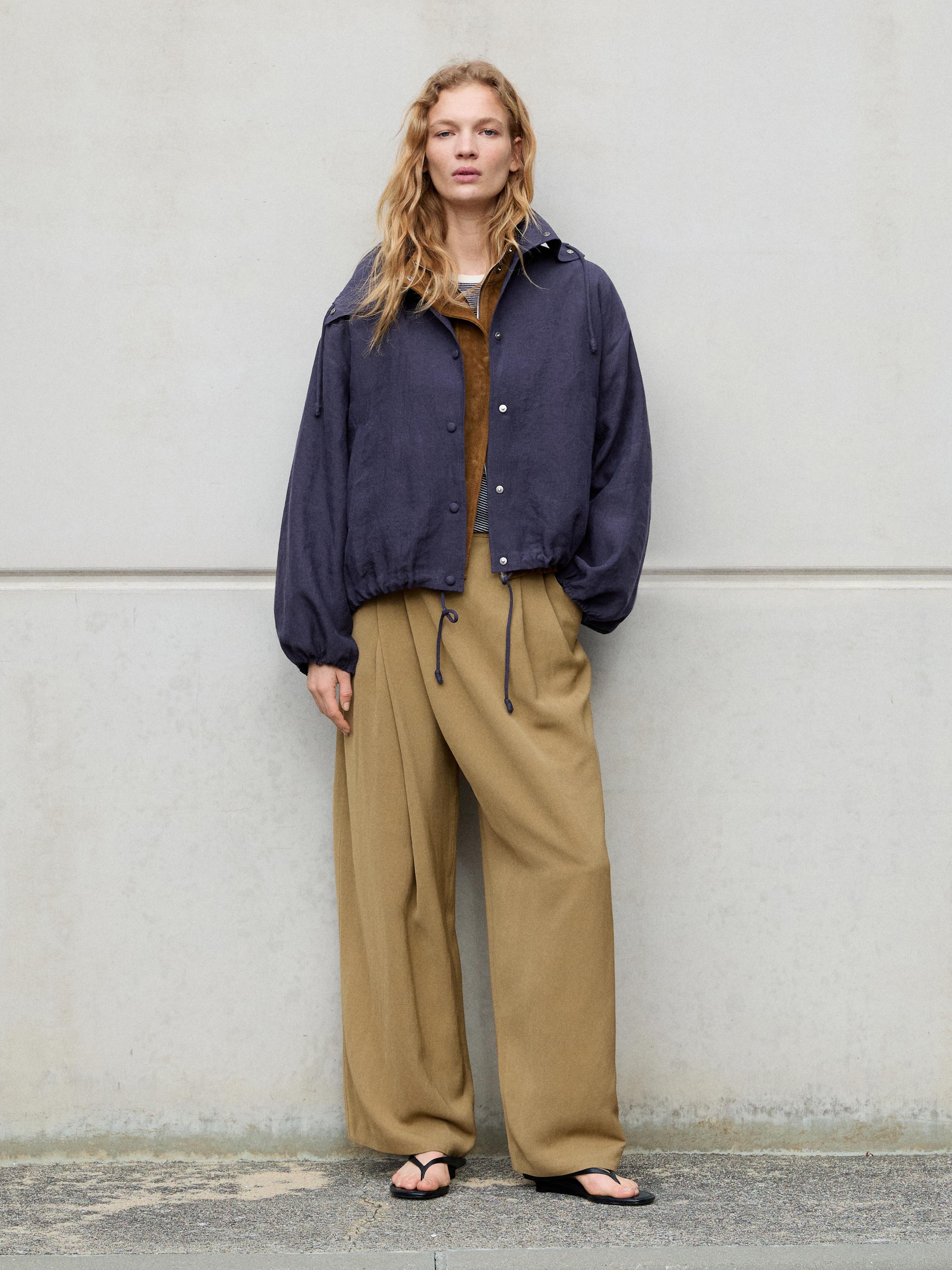 Short suede leather bomber jacket — CAMEL