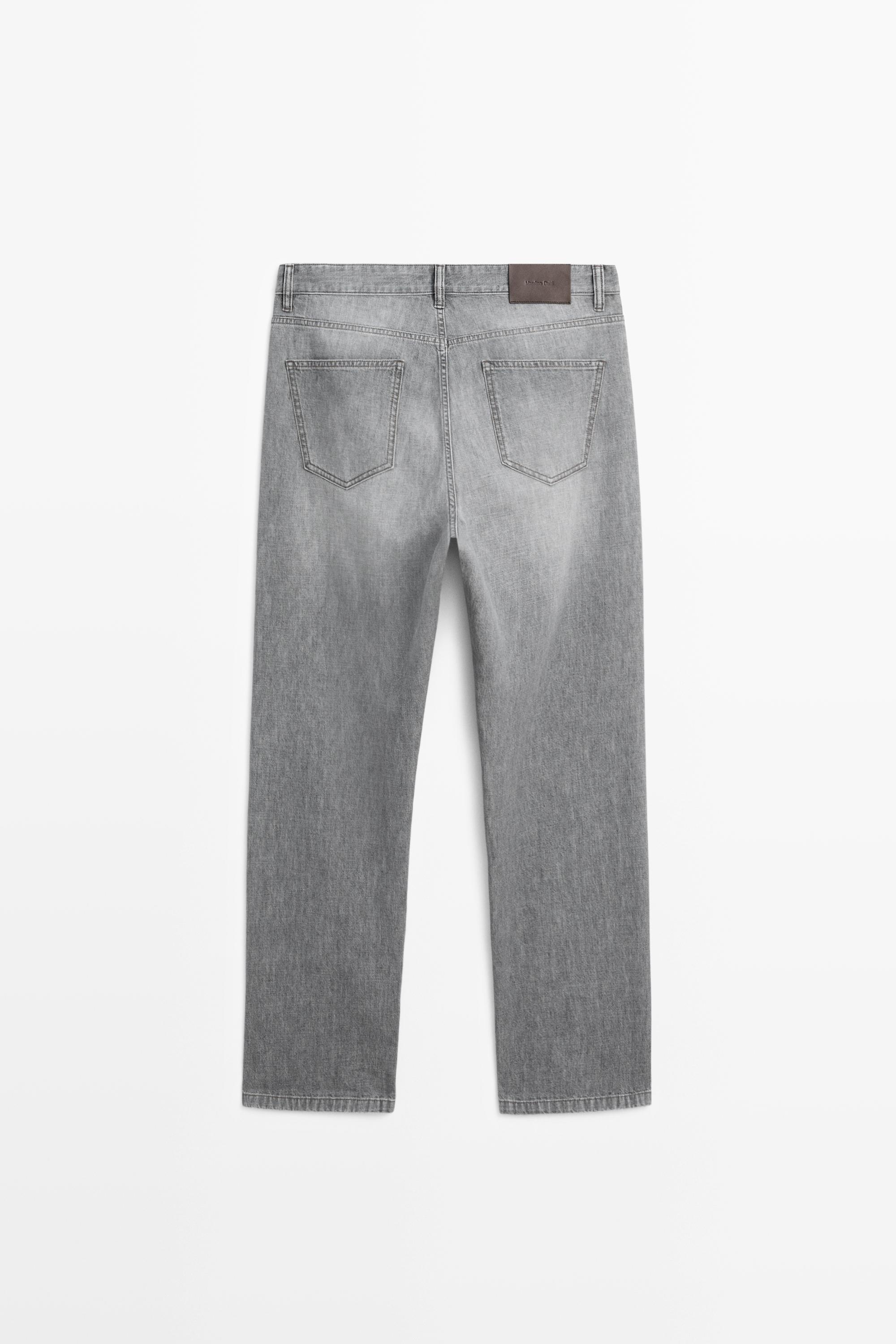 Lightweight straight-leg jeans — GREY MARL