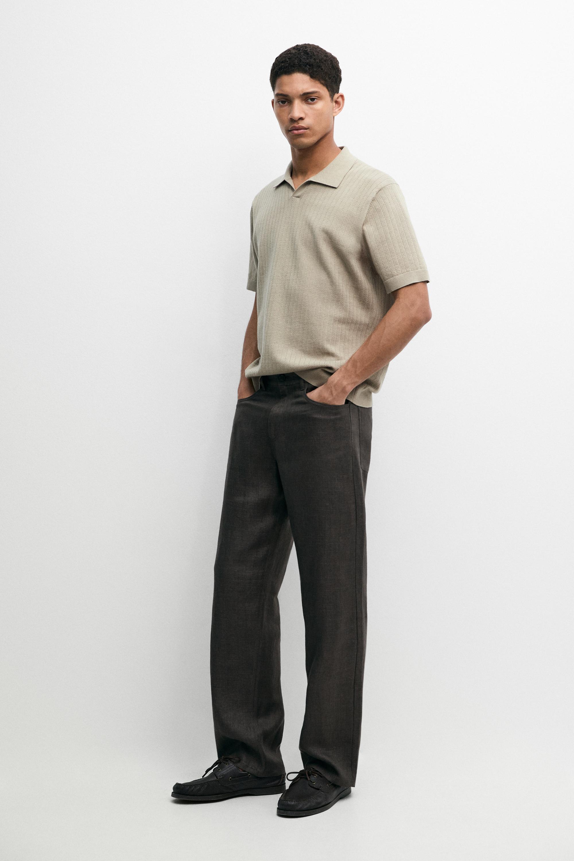 Knit polo sweater with cutwork detail — TAUPE GREY