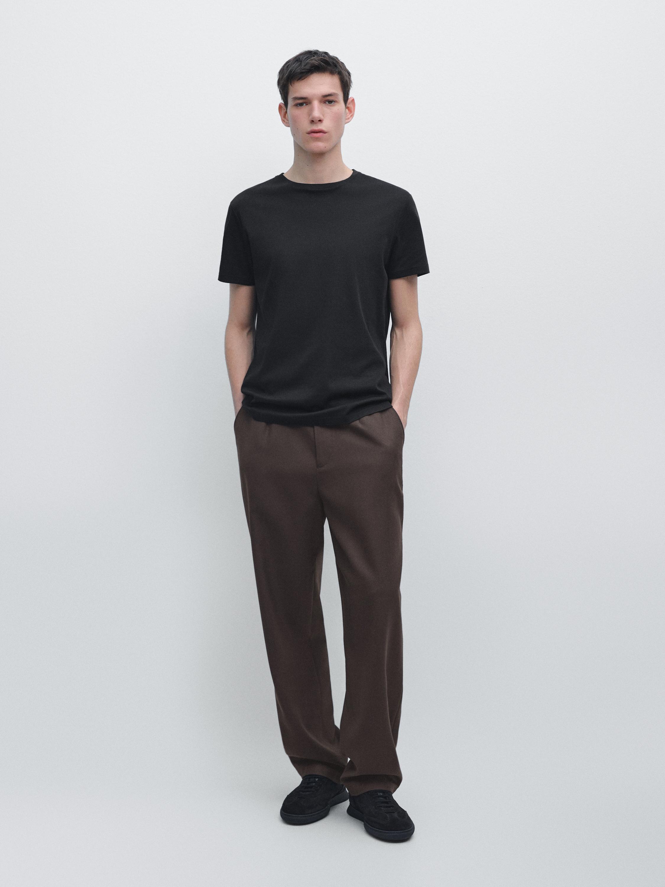 100% mercerised cotton T-shirt — BLACK