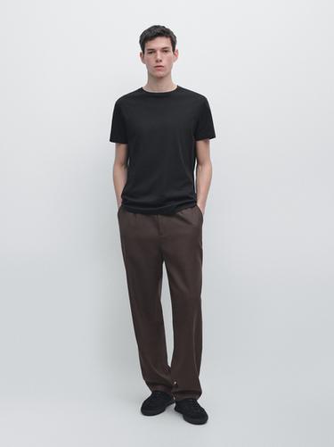Fitted 100% mercerised cotton T-shirt — BLACK 1
