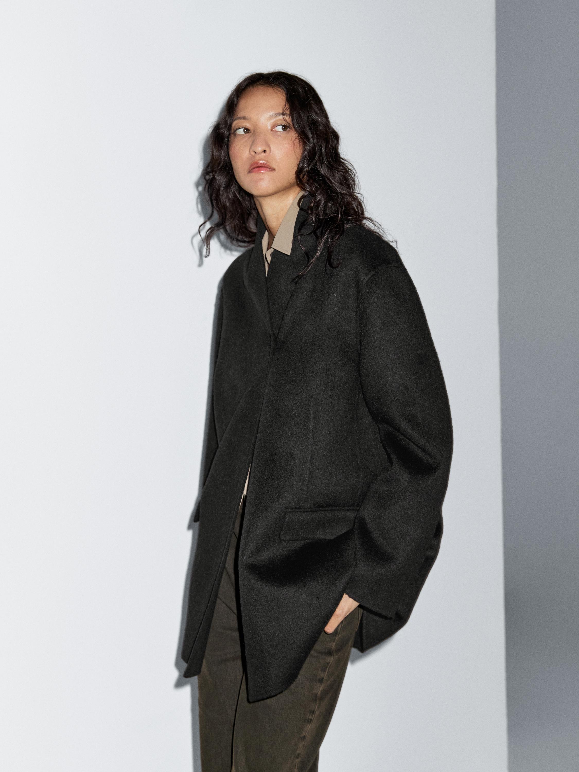 Wool blend high neck coat