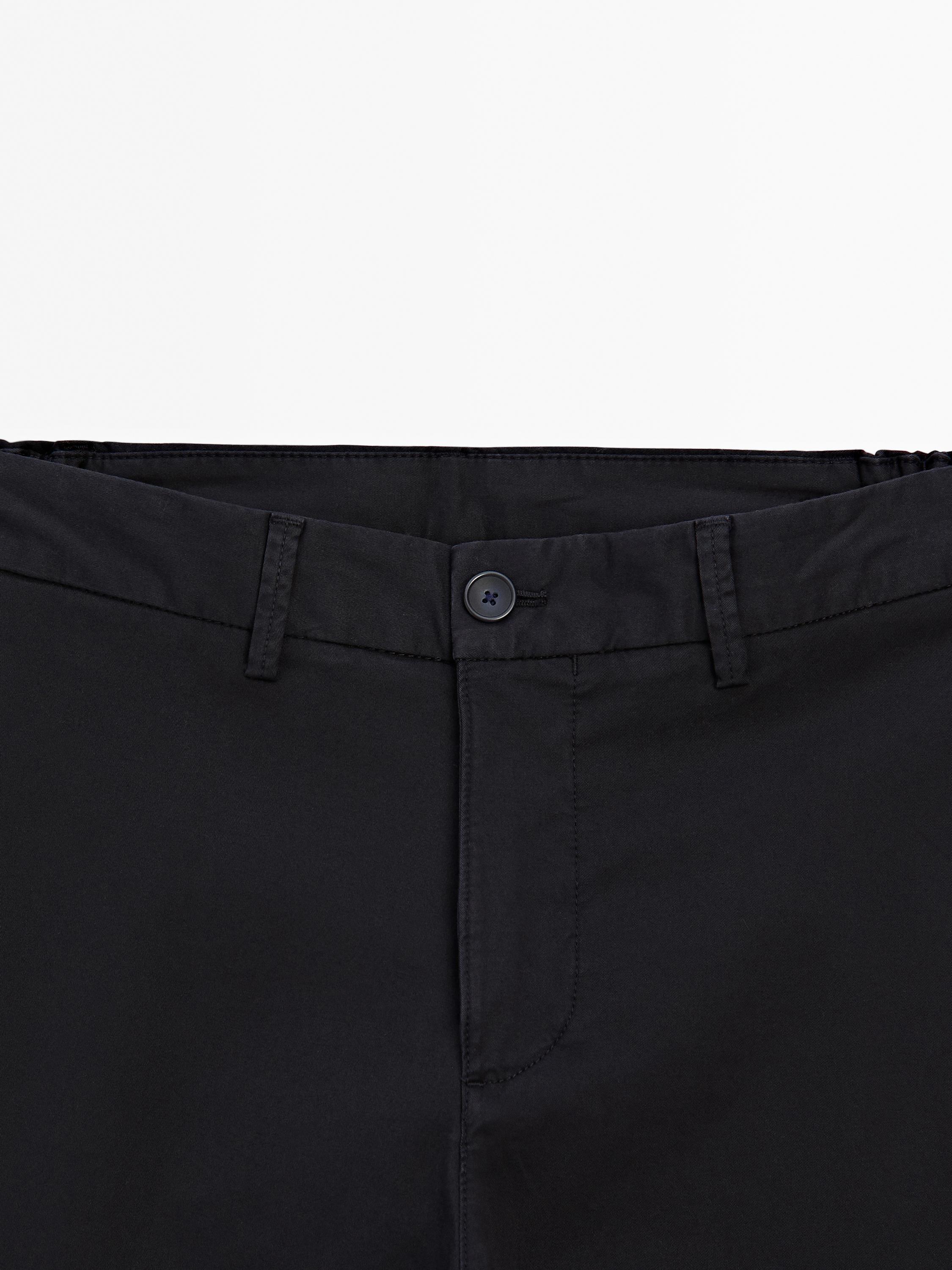 Cotton blend slim fit trousers