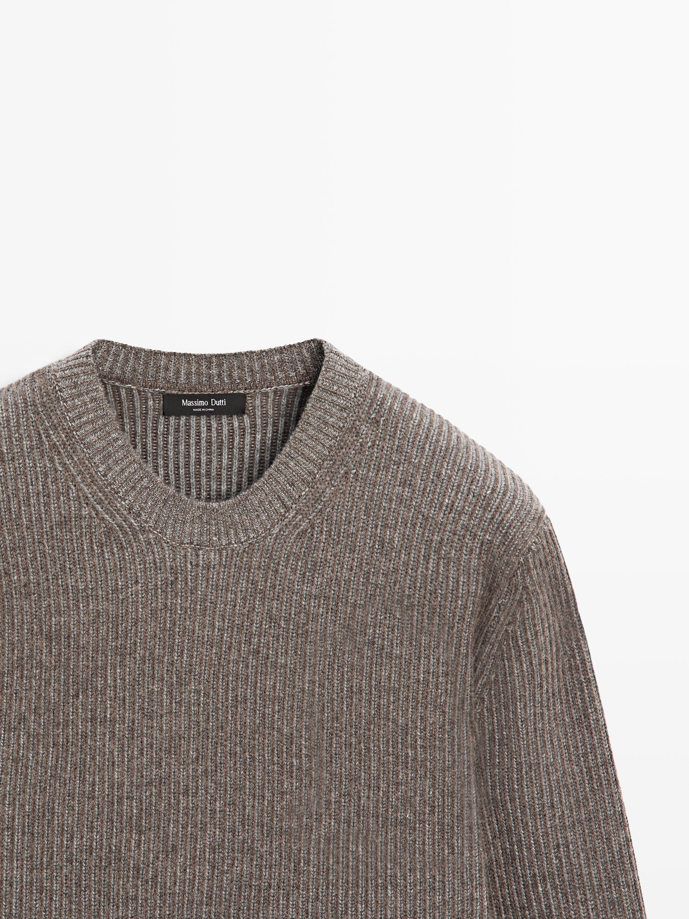 Wool blend crew neck sweater