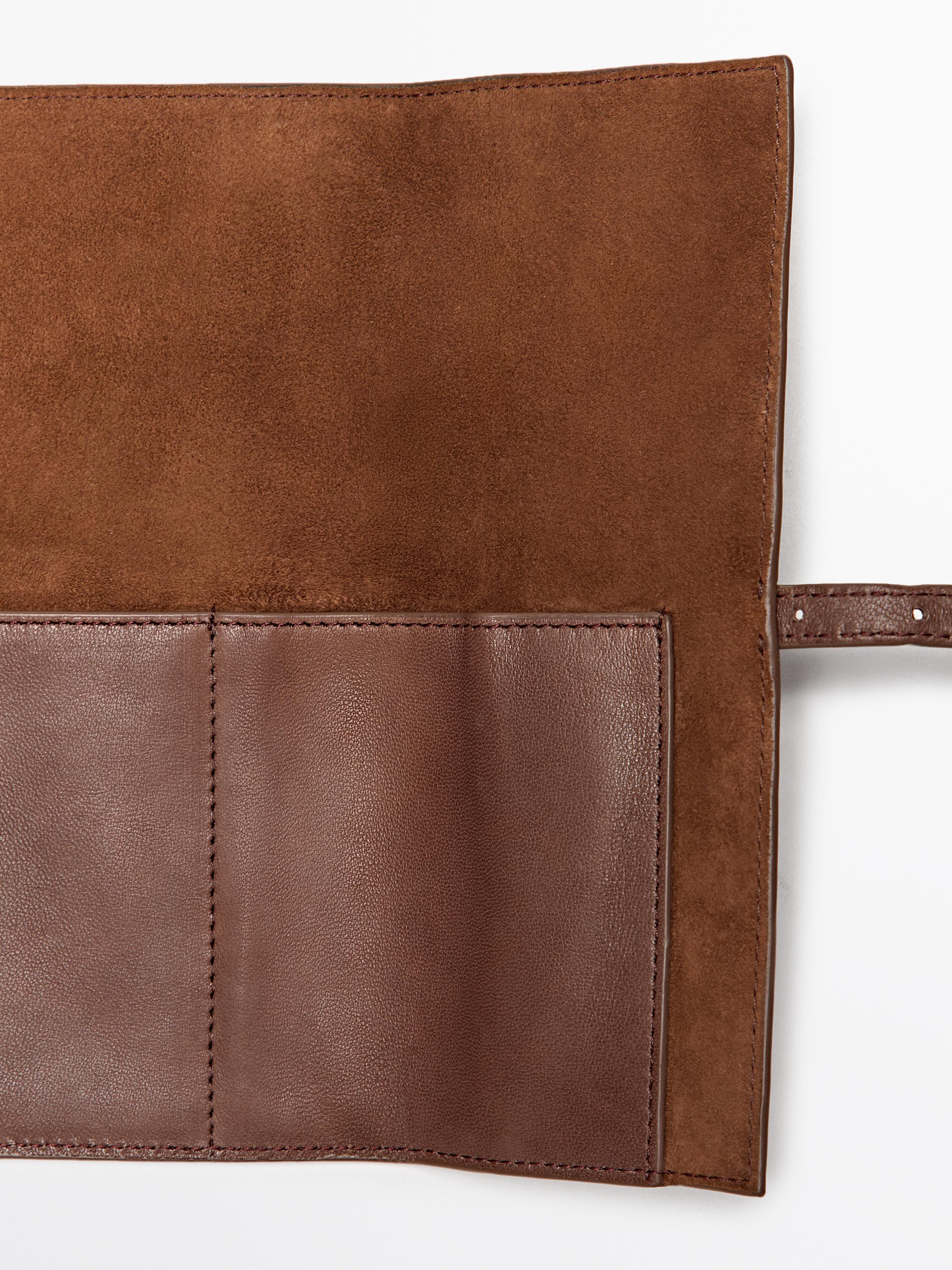 Nappa leather tech accessory case — BROWN