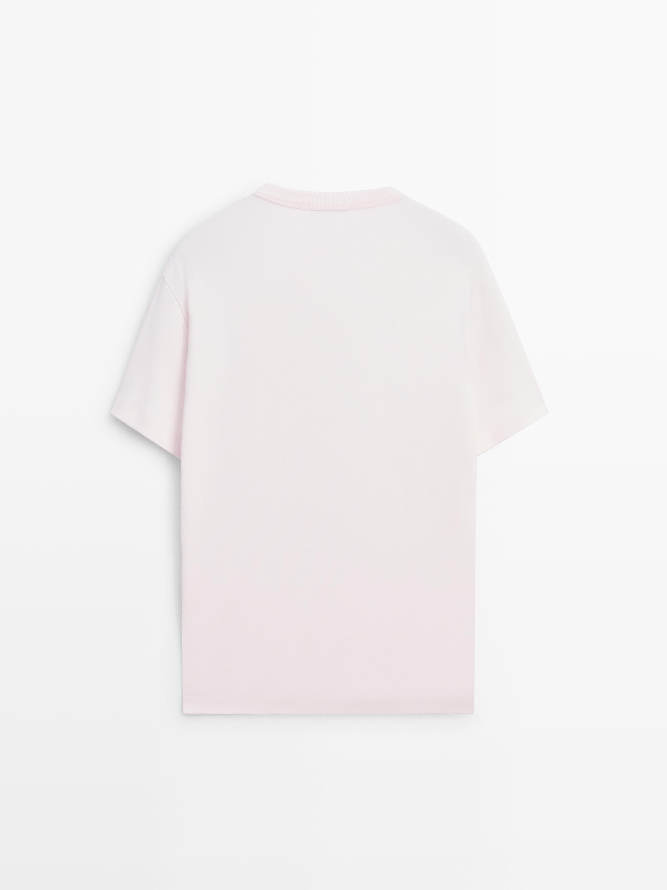 100% cotton short-sleeve T-shirt — PINK MARL