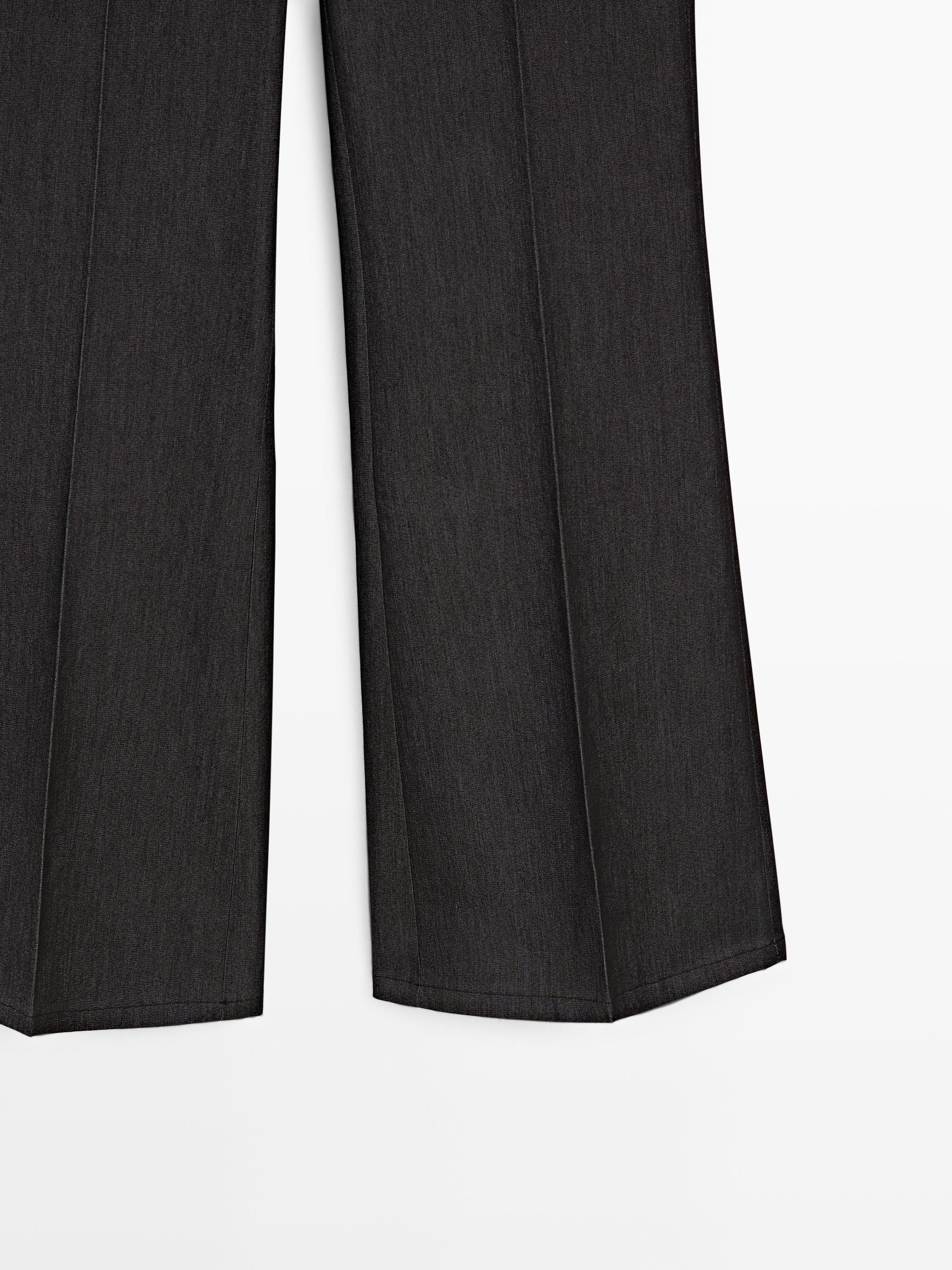 Denim-effect flared trousers — BLACK