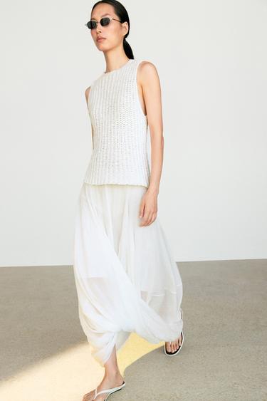 Textured cotton knit top — WHITE 5