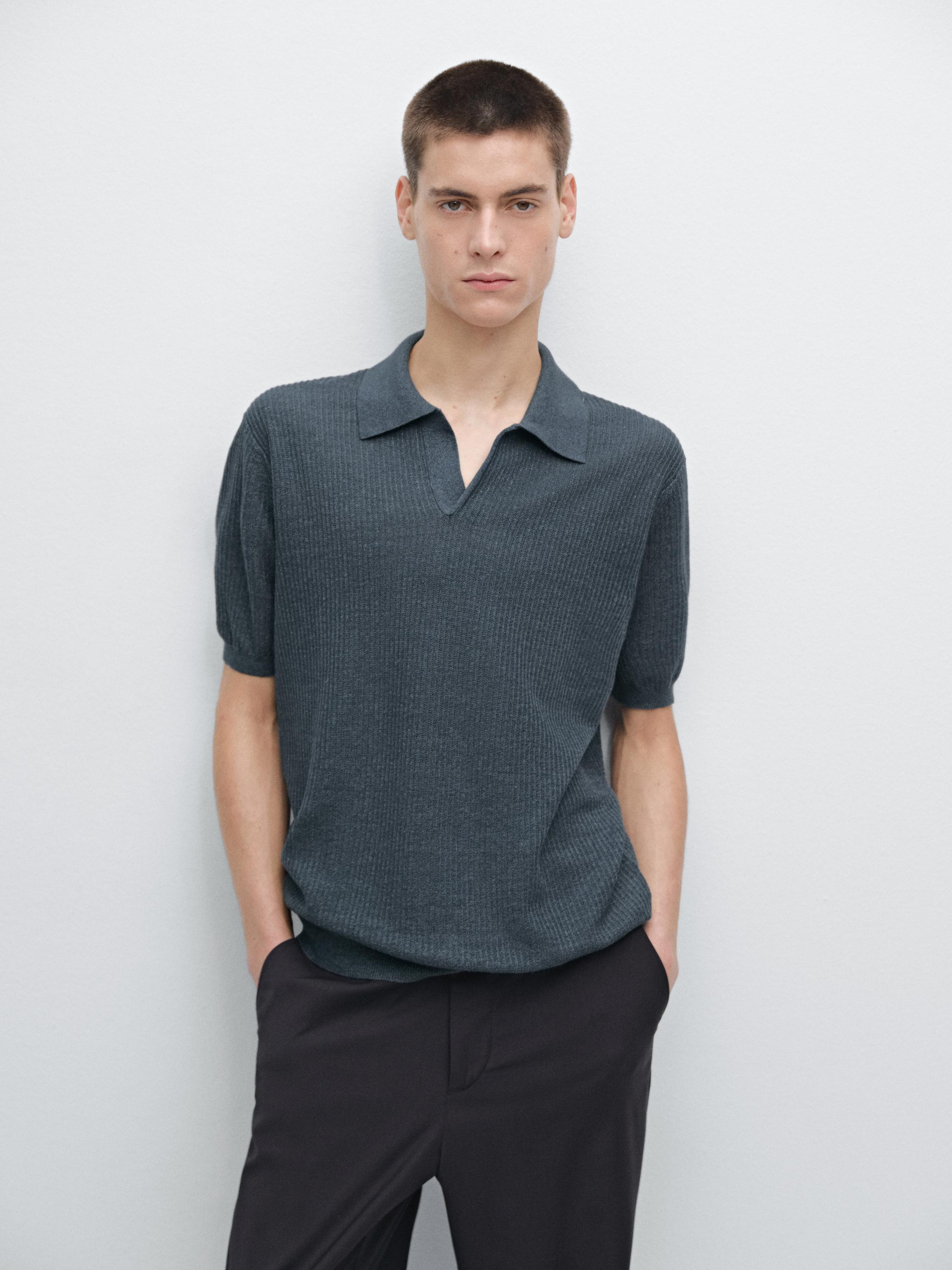 Polo punto estructura con lino algodón