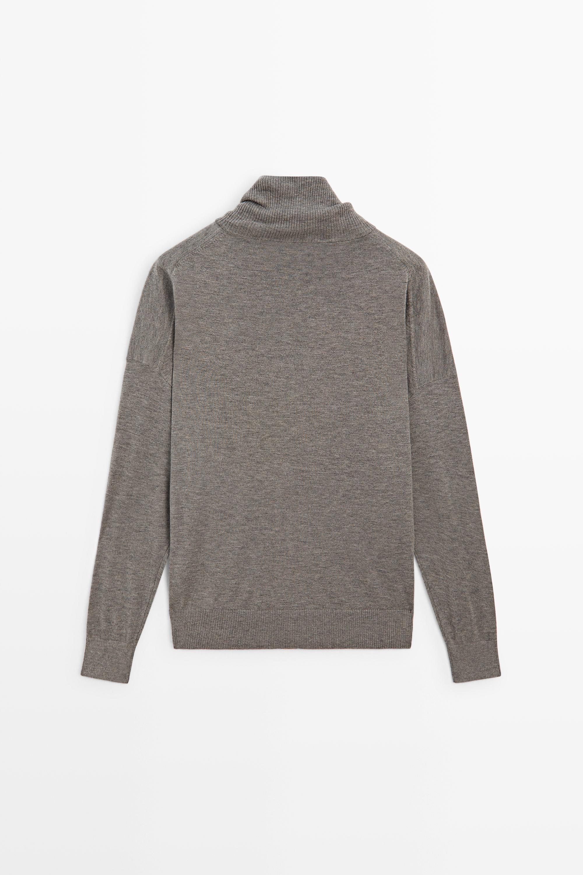 Turtleneck cardigan with button detail — GREY