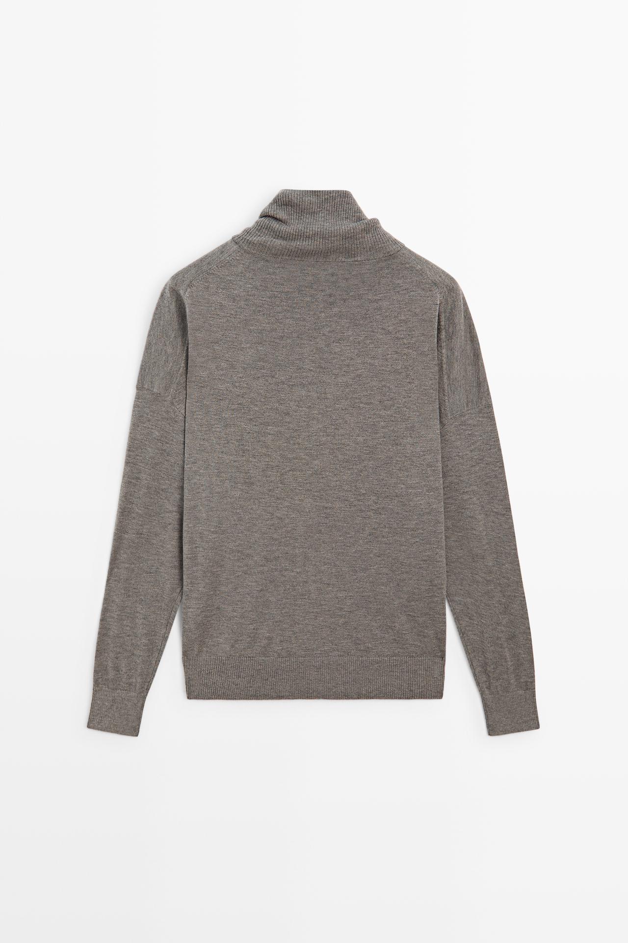 Turtleneck cardigan with button detail — GREY