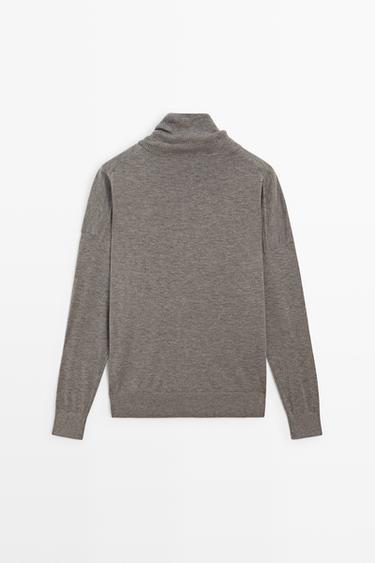 Turtleneck cardigan with button detail — GREY 6