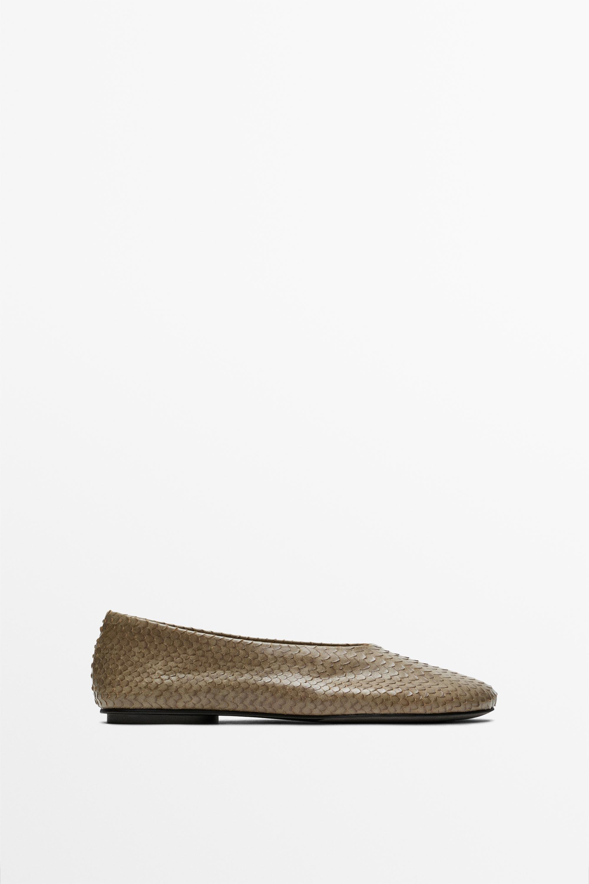 Round toe leather ballerinas — ANIMAL PRINT