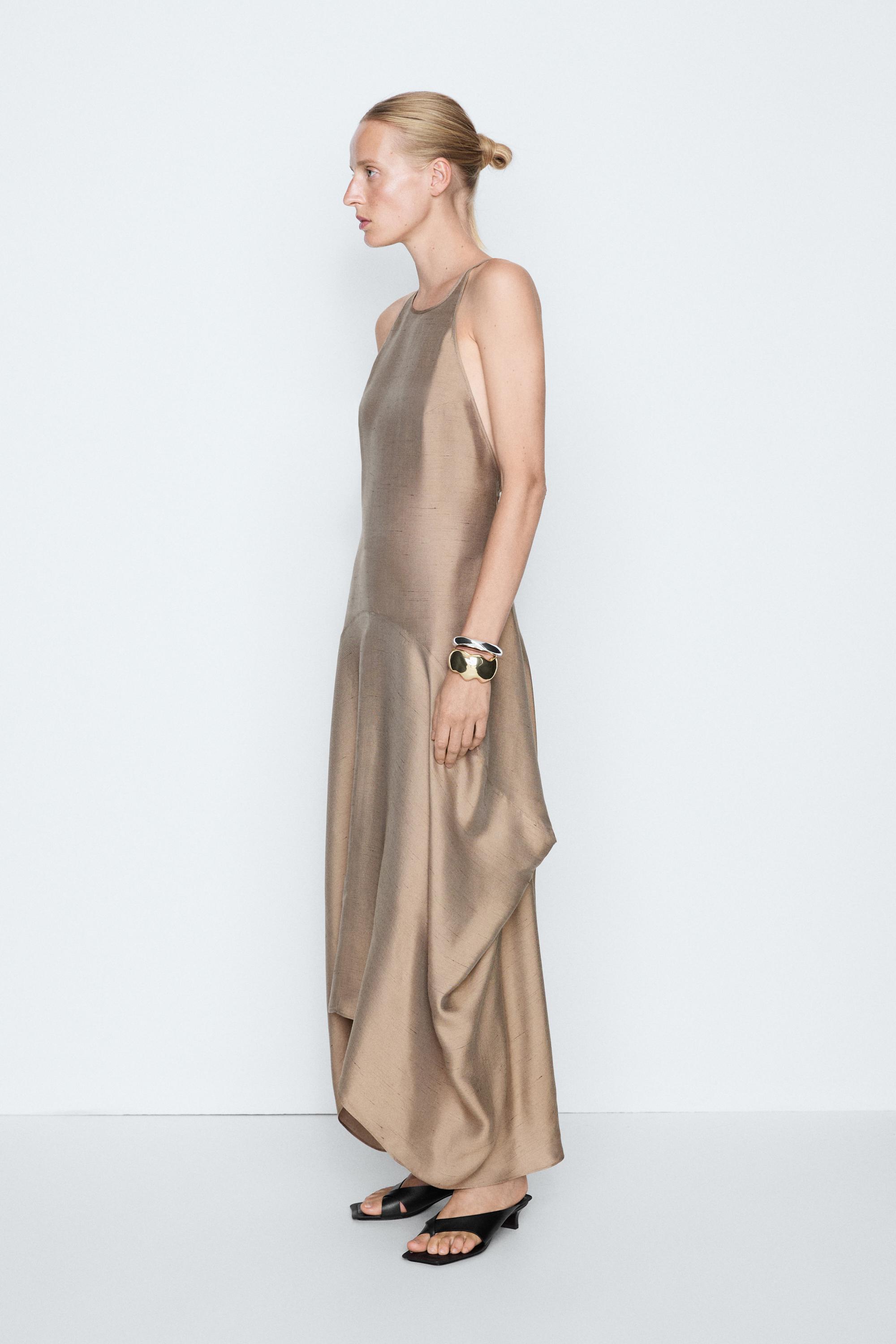 Rochie fluidă halter cu efect satinat - STUDIO