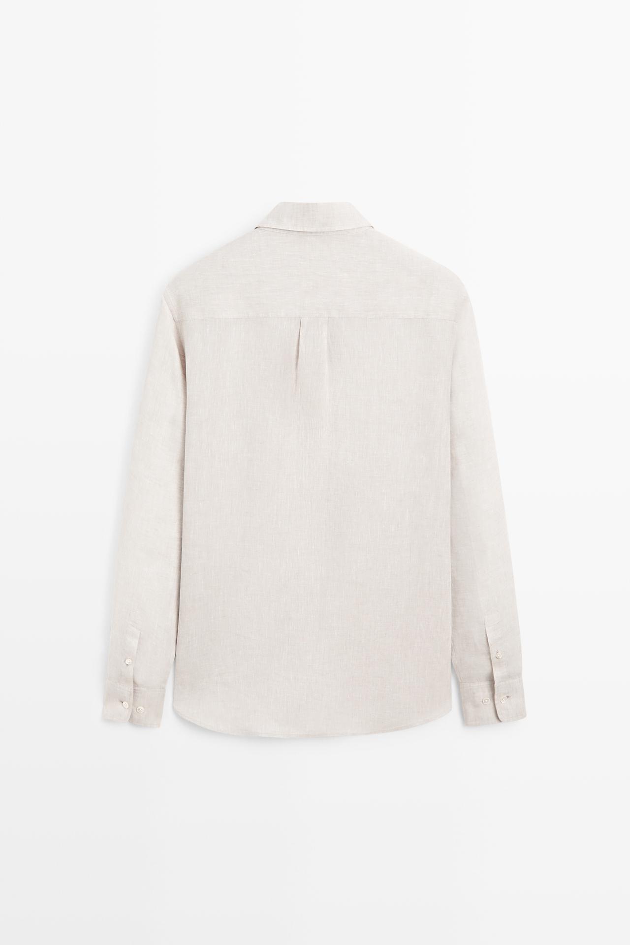 Regular fit 100% linen shirt — BEIGE