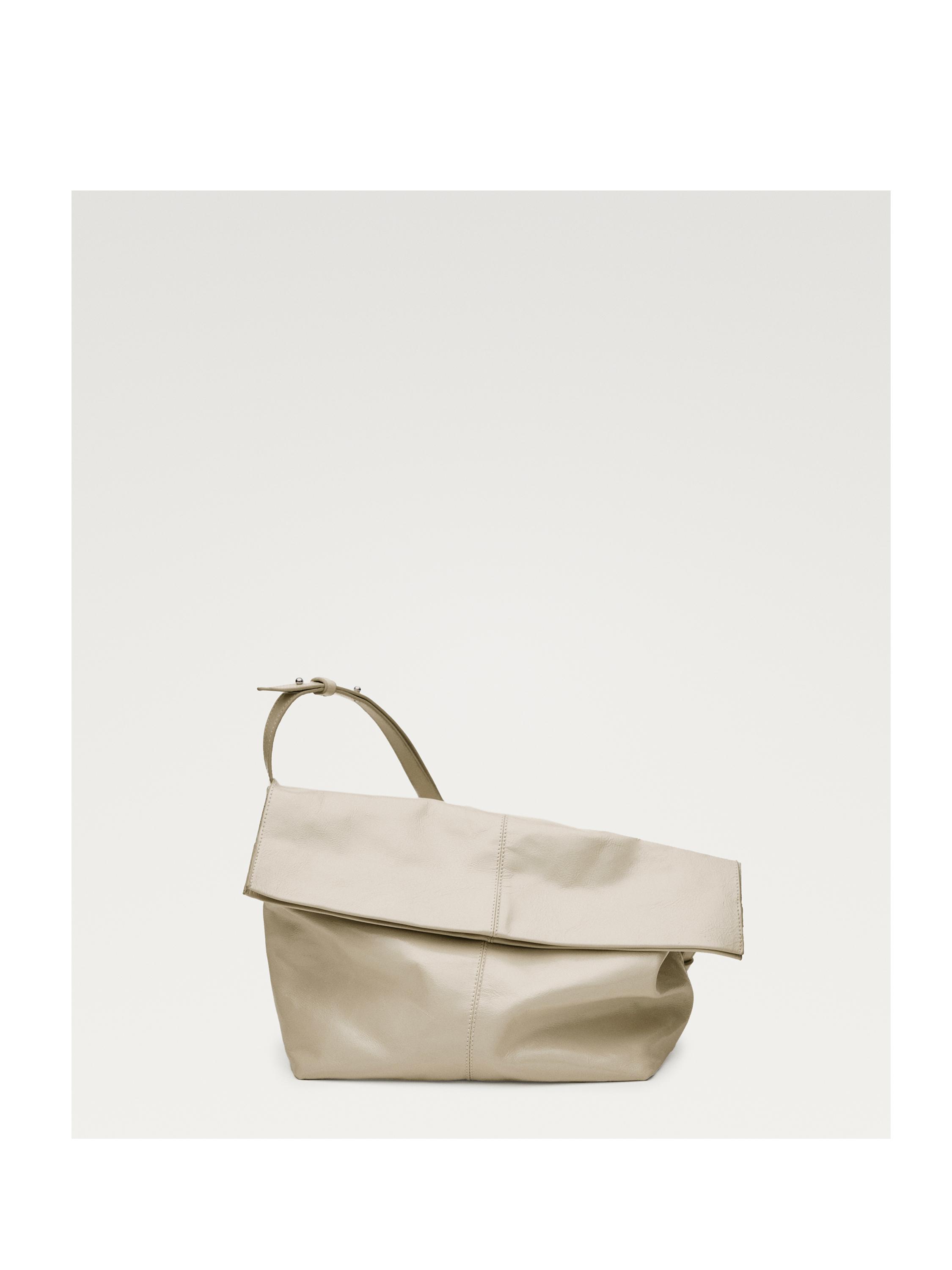 Crackled nappa leather flap bag