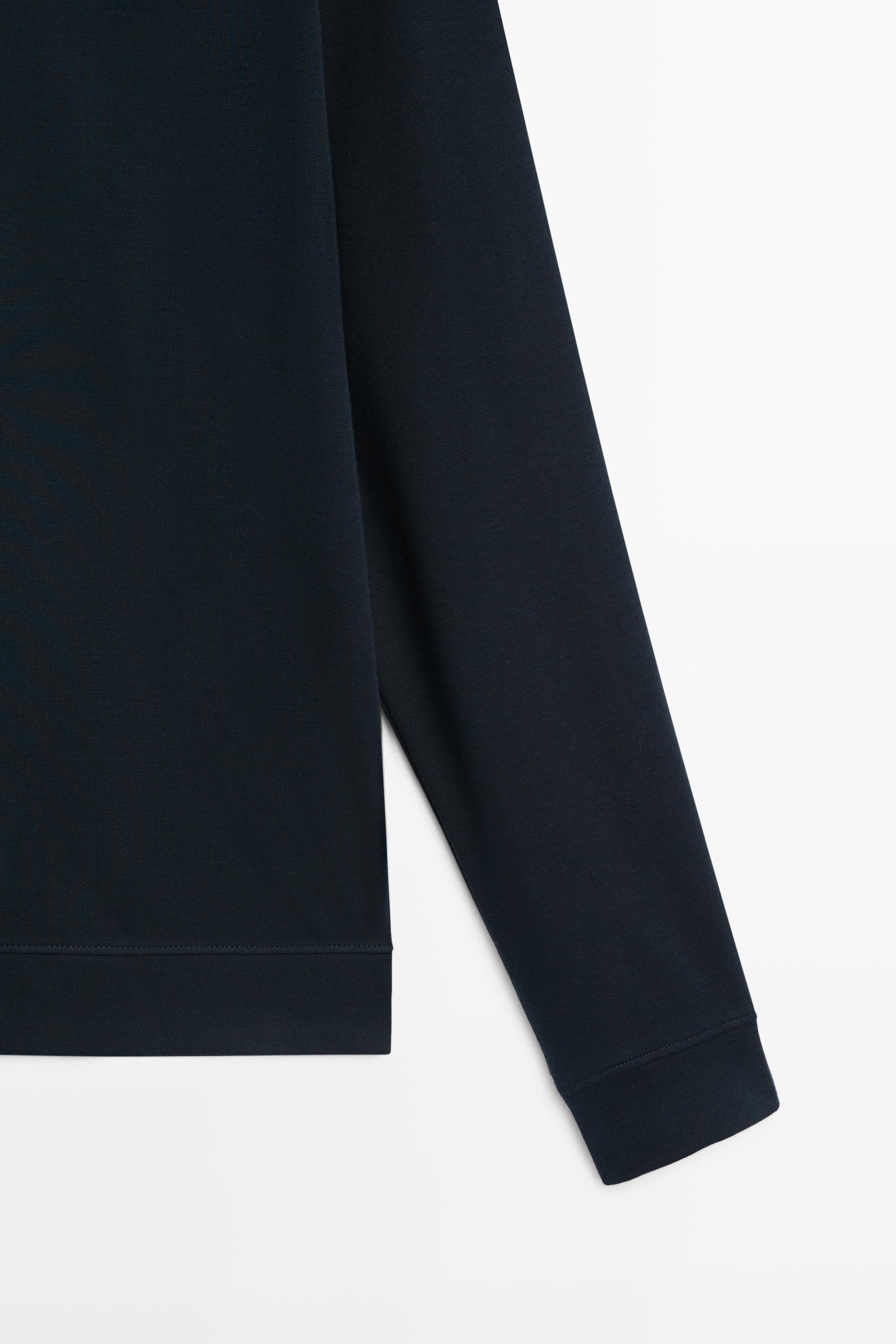 Cotton and Silk Blend Polo Sweater — NAVY BLUE
