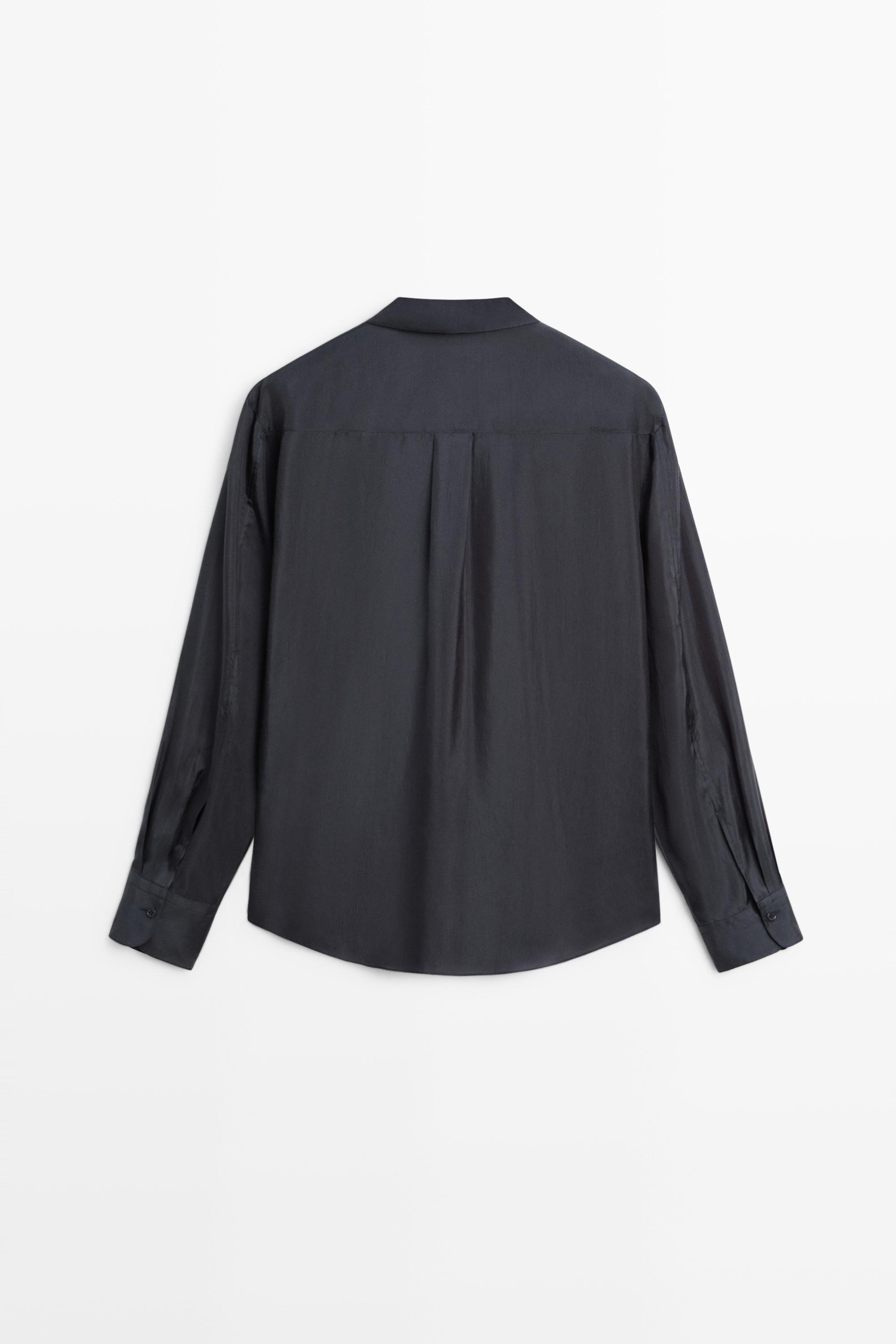 Flowing shirt with pocket detail — NAVY BLUE
