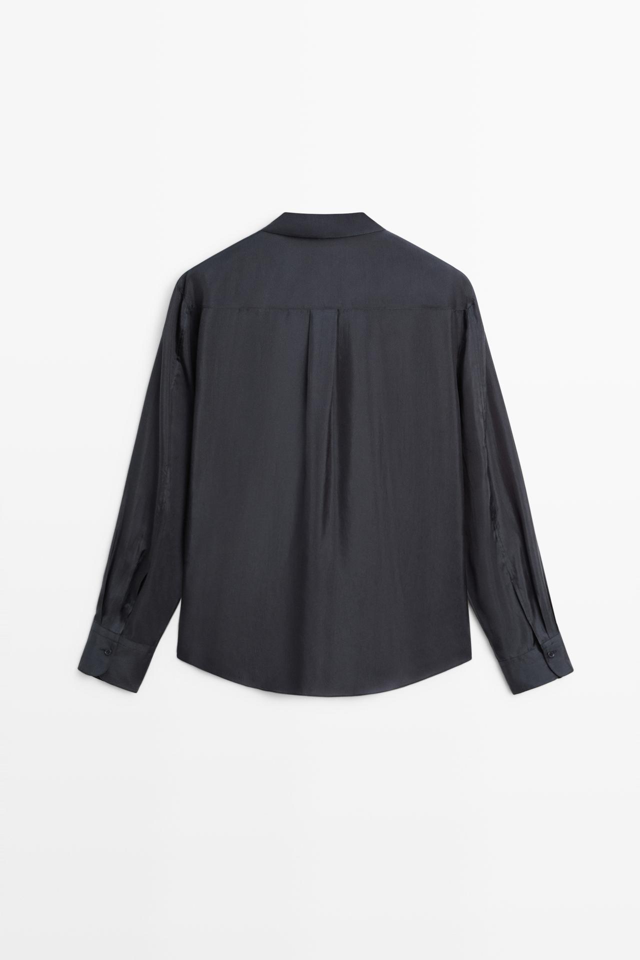 Flowing shirt with pocket detail — NAVY BLUE