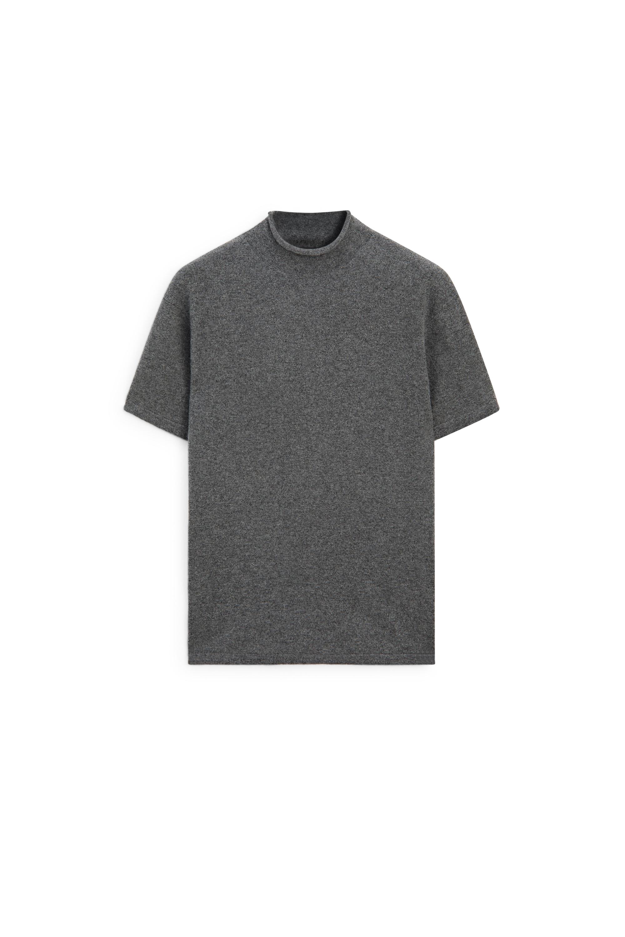 Wool blend mock turtleneck knit sweater — MEDIUM GREY