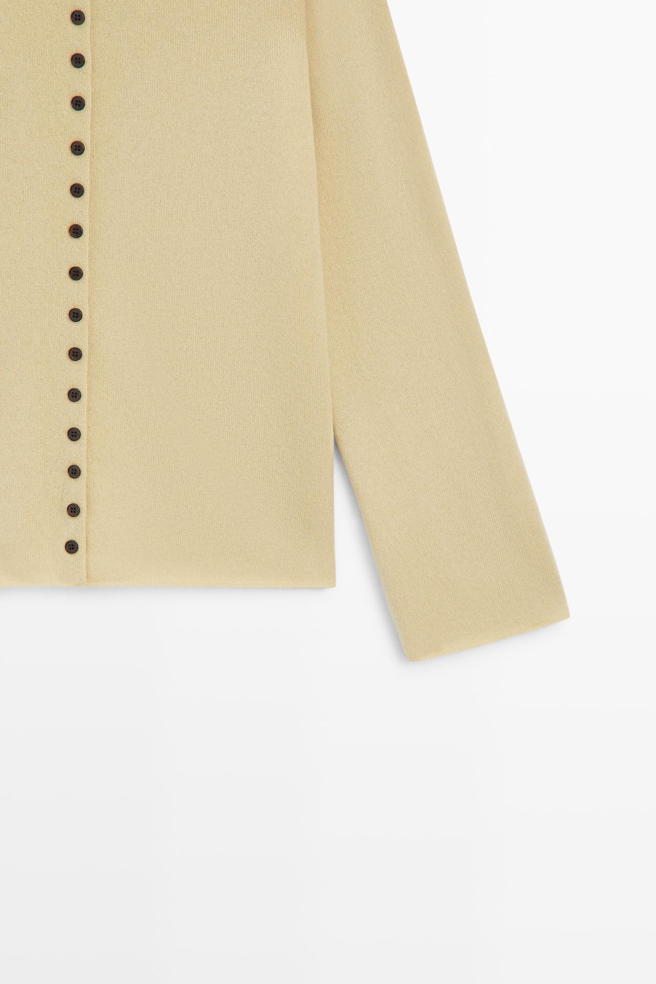 Wool-blend knit cardigan with buttons — OLIVE