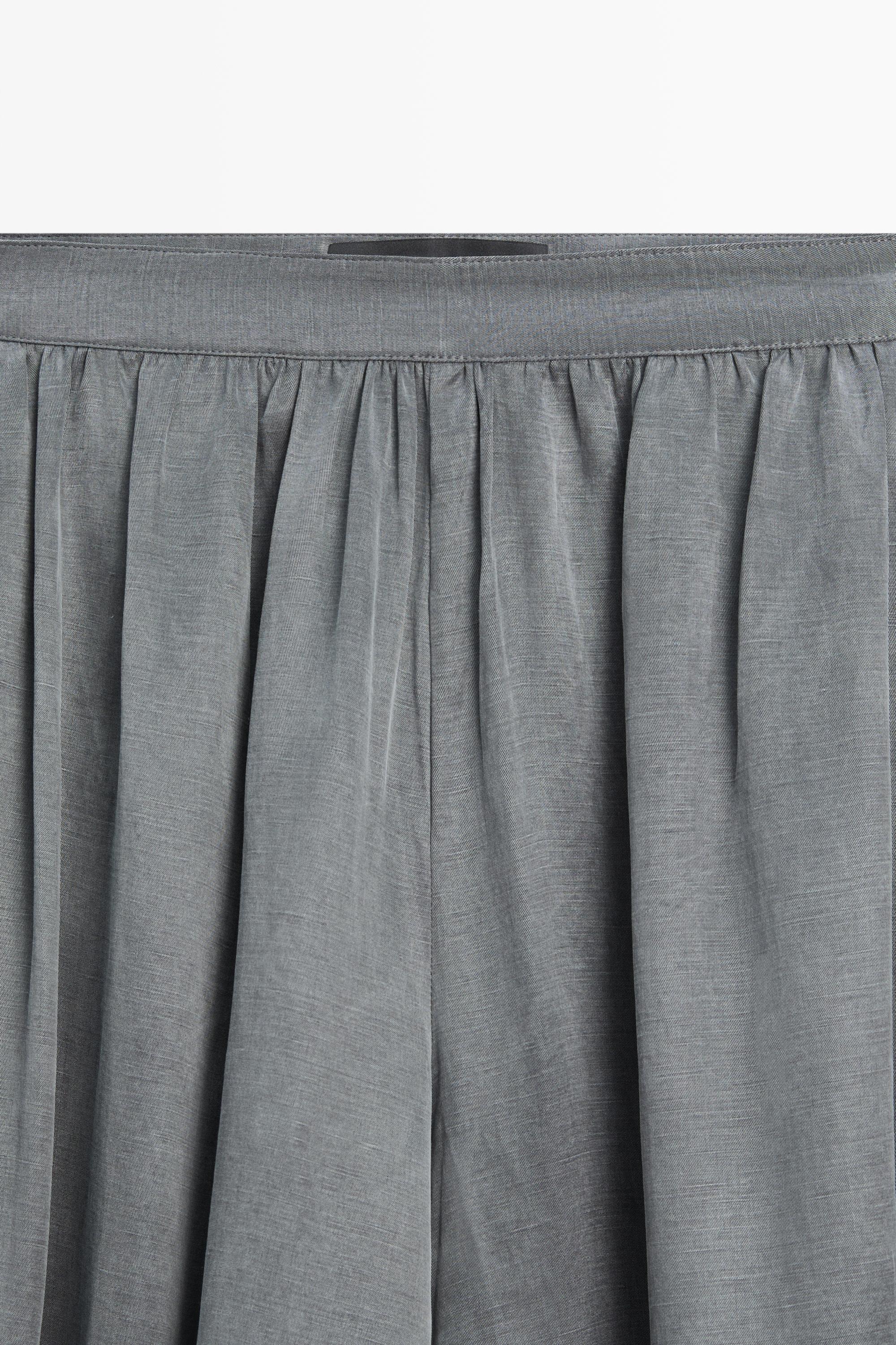 Massimo Dutti Linen Blend Pleated Balloon Pants In Gray