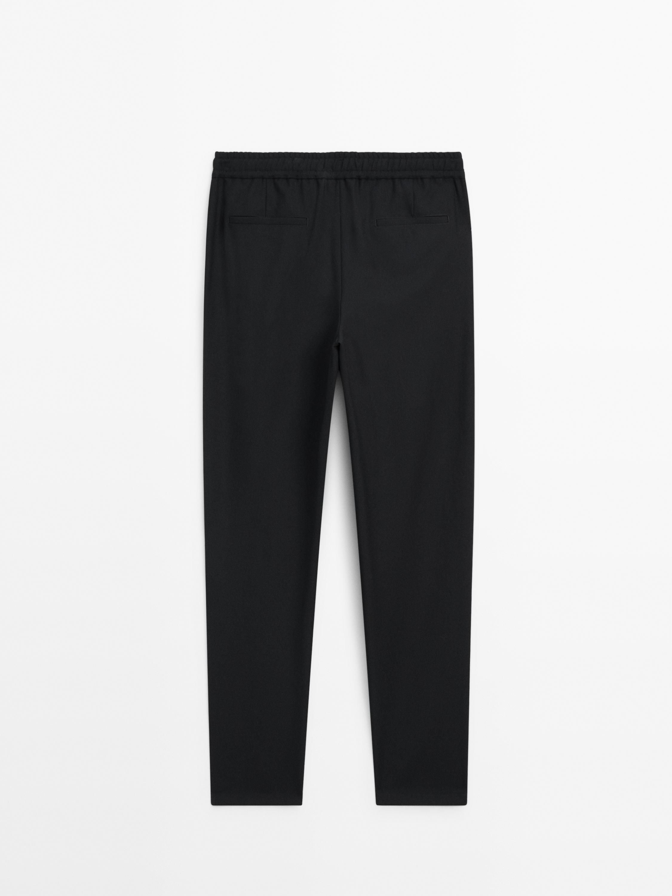 Wool blend jogger fit trousers