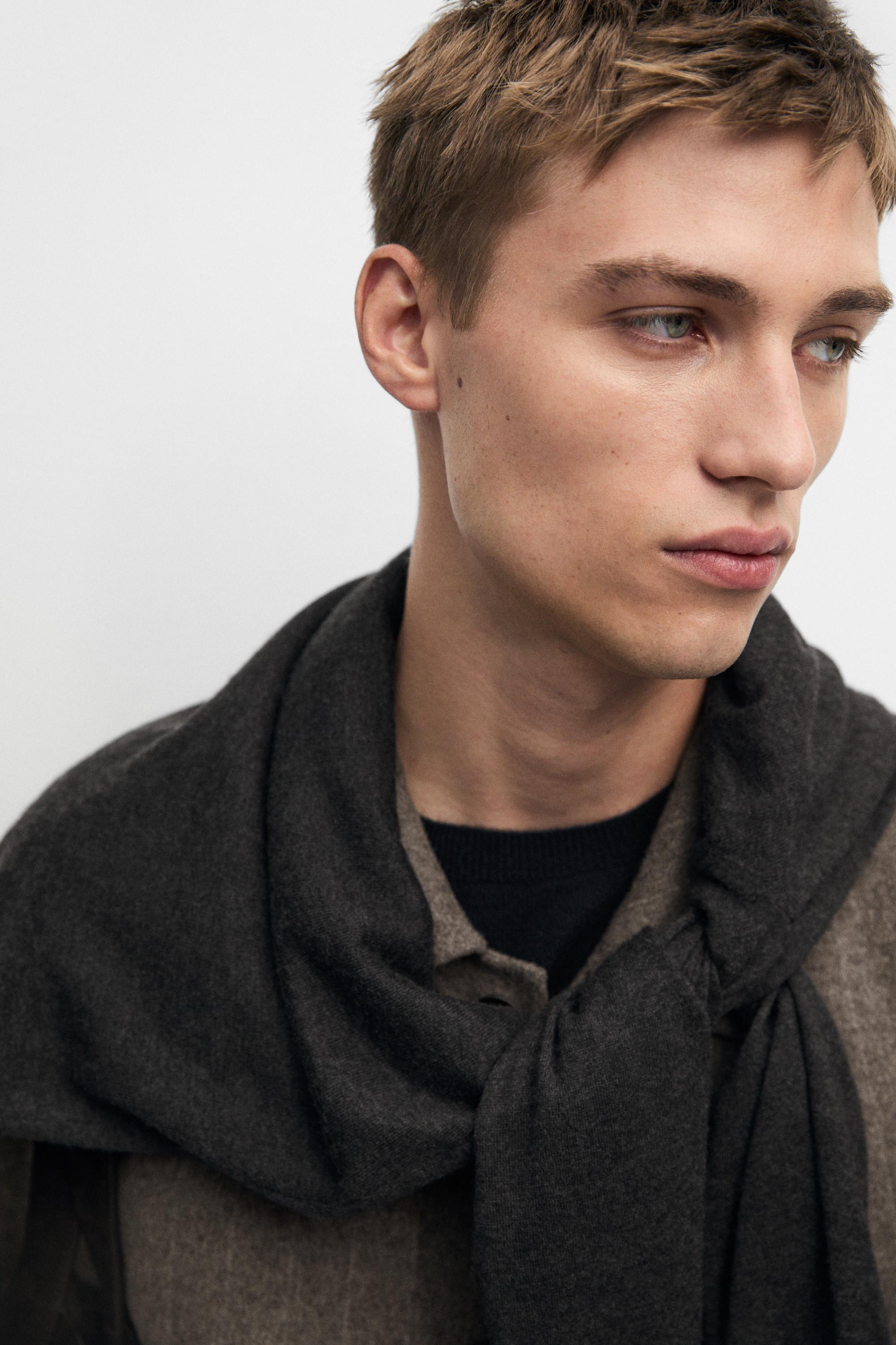 Striped double wool blend jacket — MINK