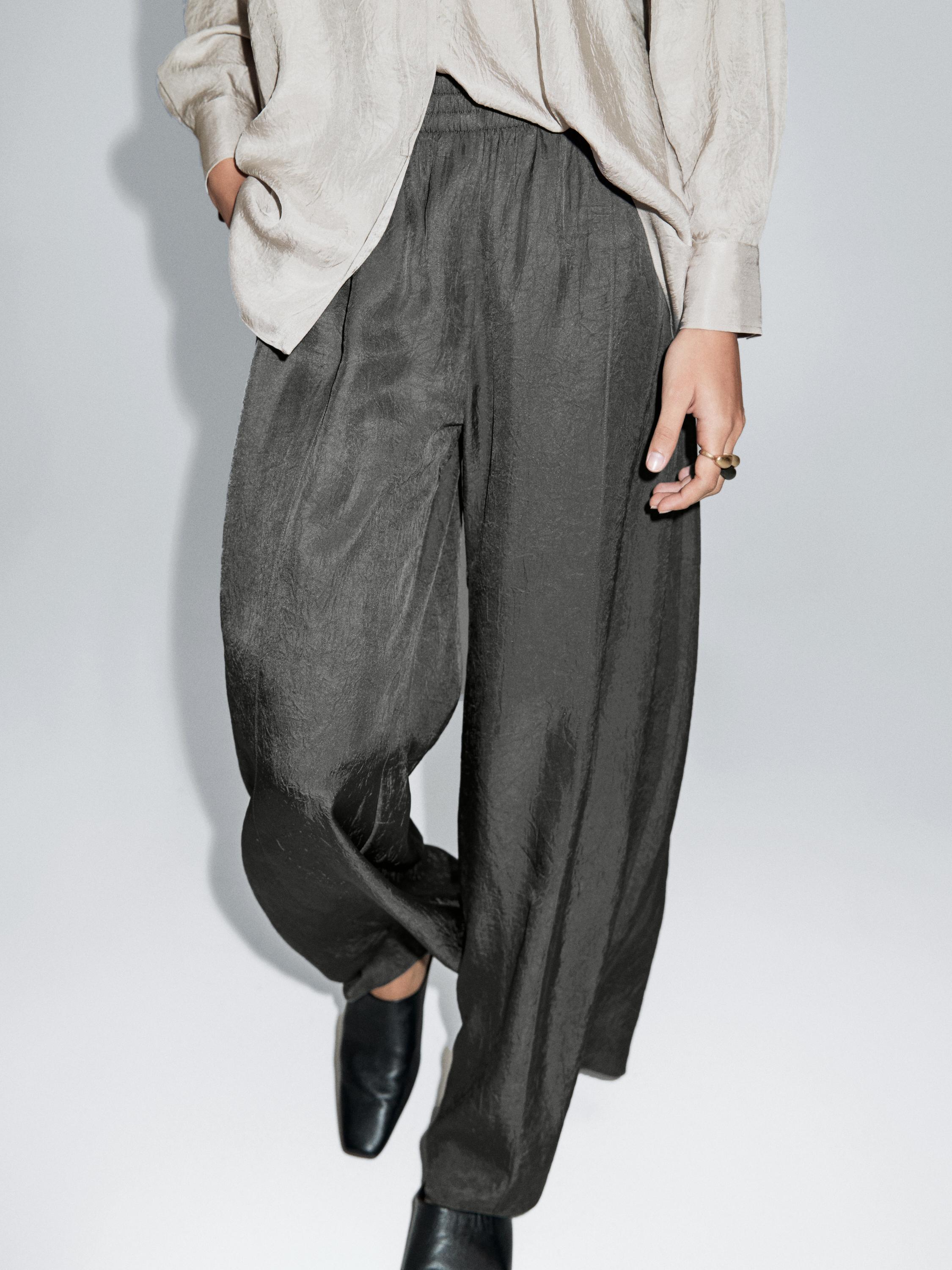 Flowing creased-effect trousers