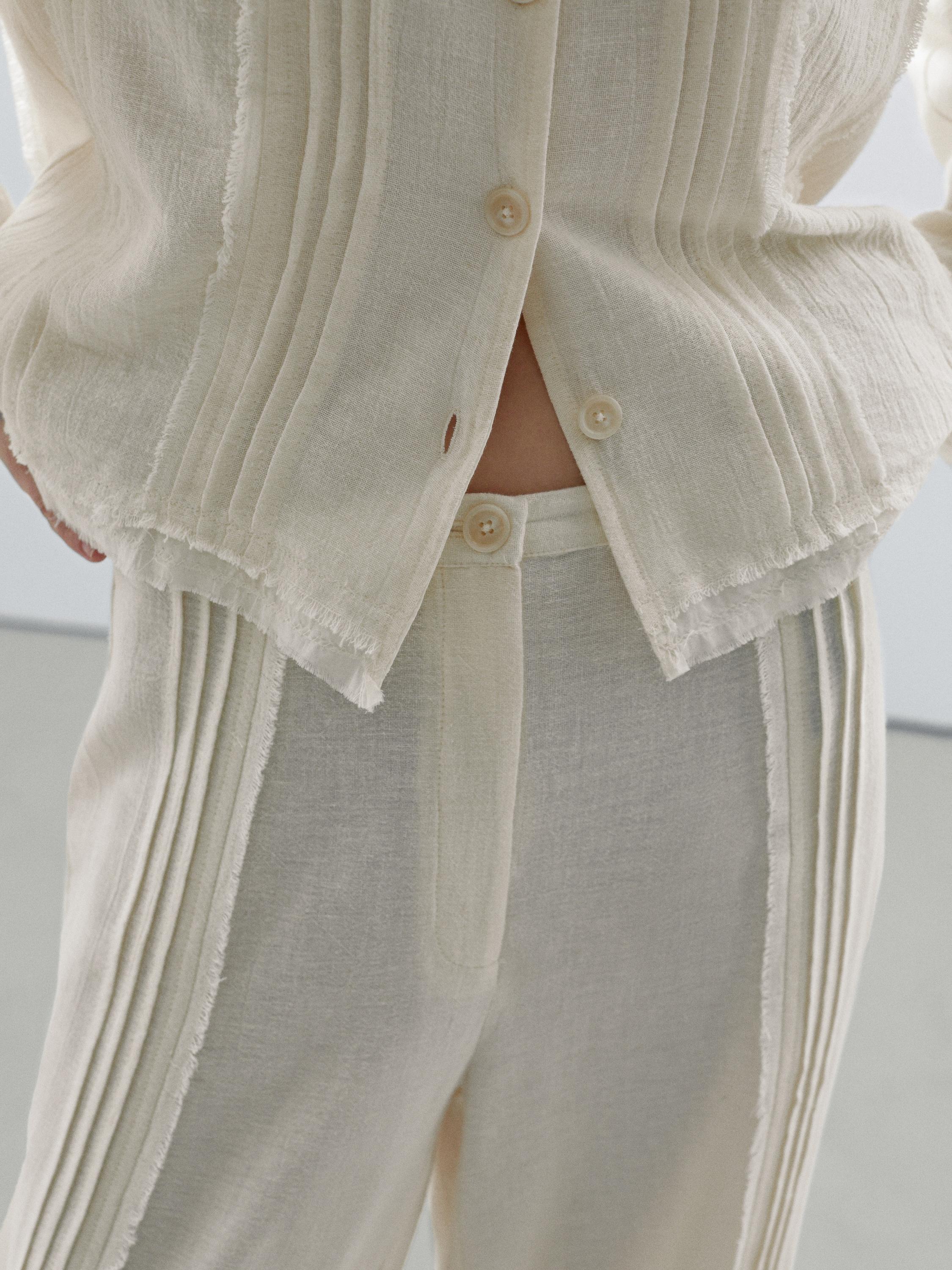 Chemisier avec broderies en coton mélangé