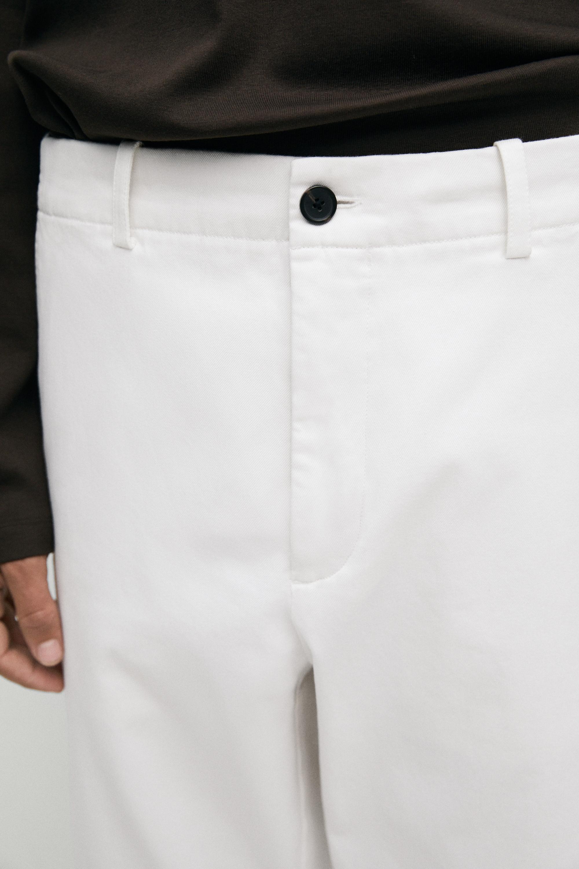 Cotton blend straight-leg pants — Off white