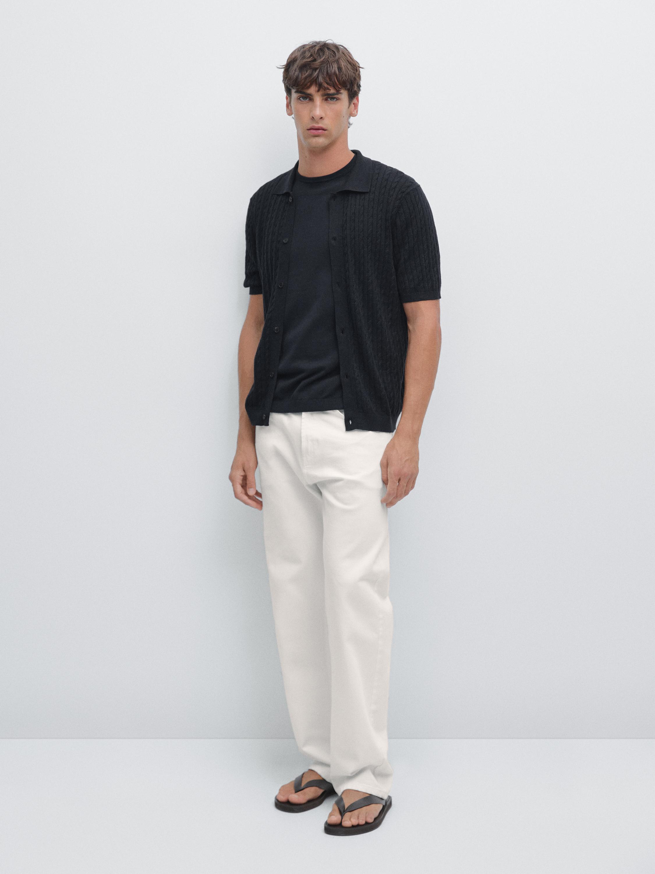 Cable-knit overshirt