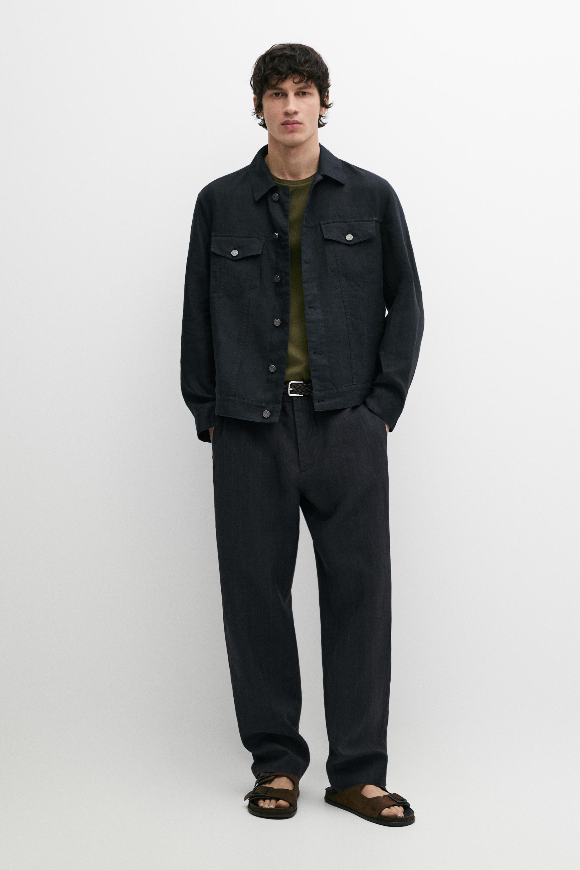 Veste 100&nbsp;% lin avec détails poches