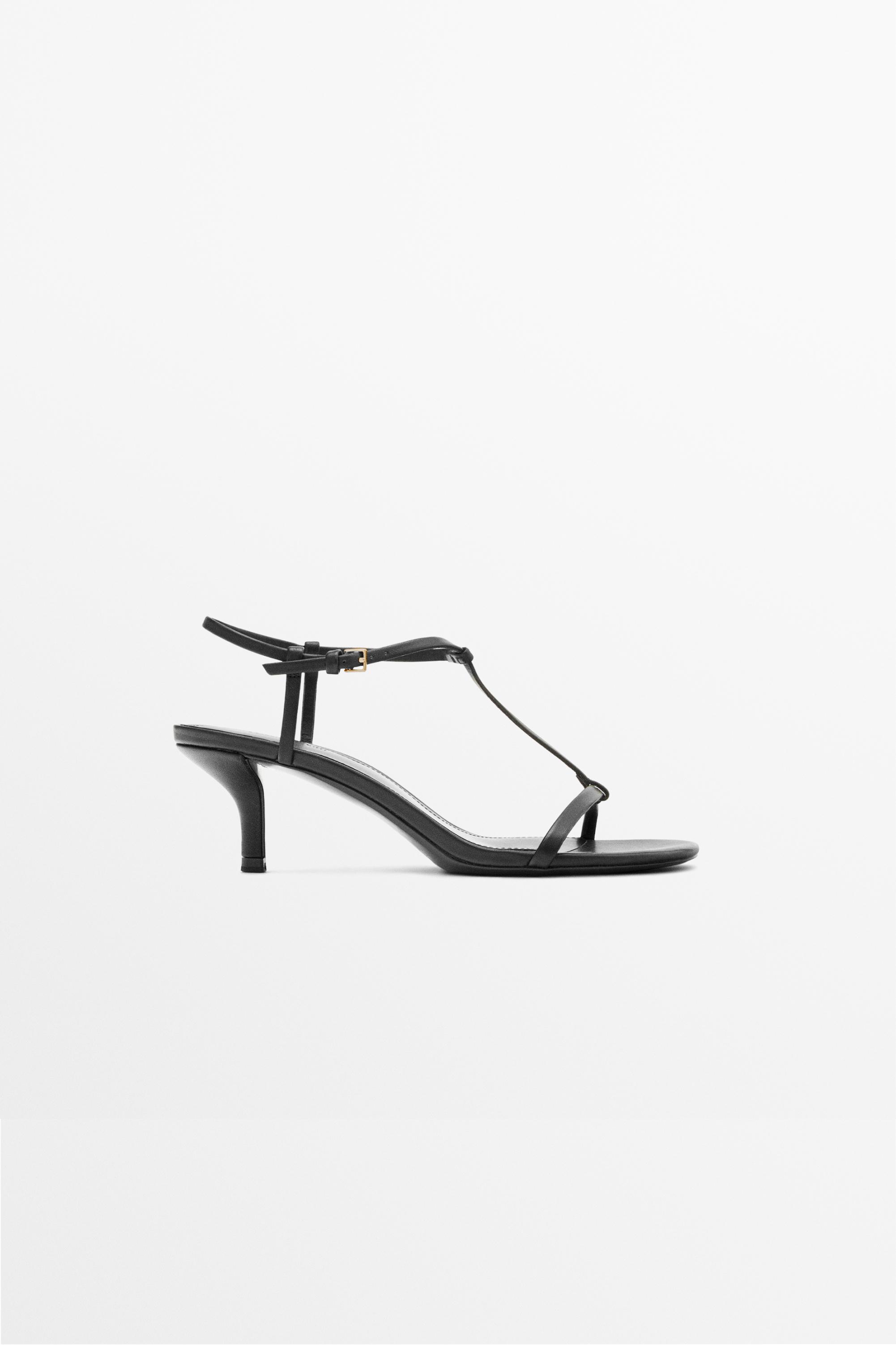 Strappy mid-heel sandals — BLACK