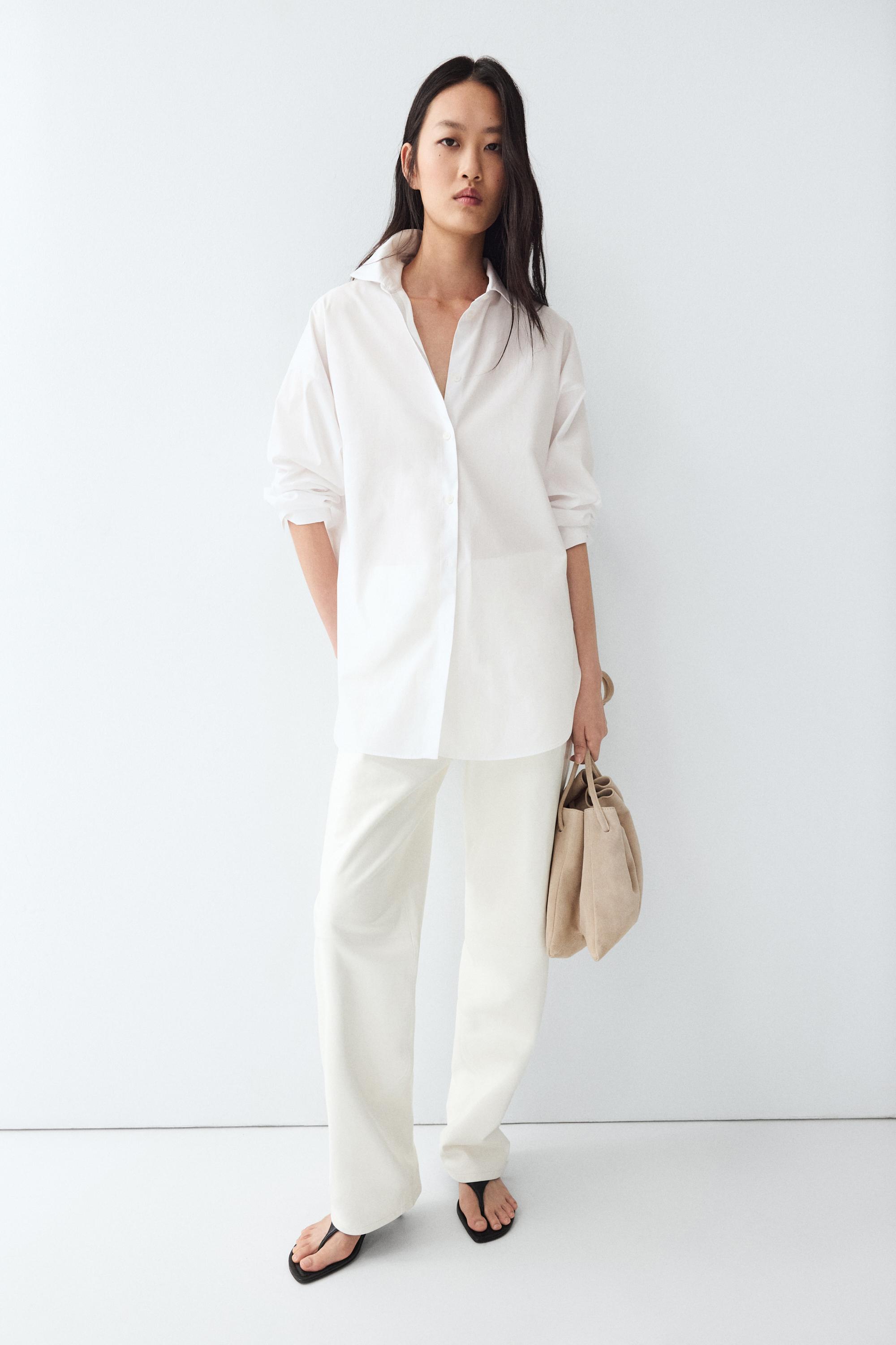 100% cotton poplin shirt — WHITE