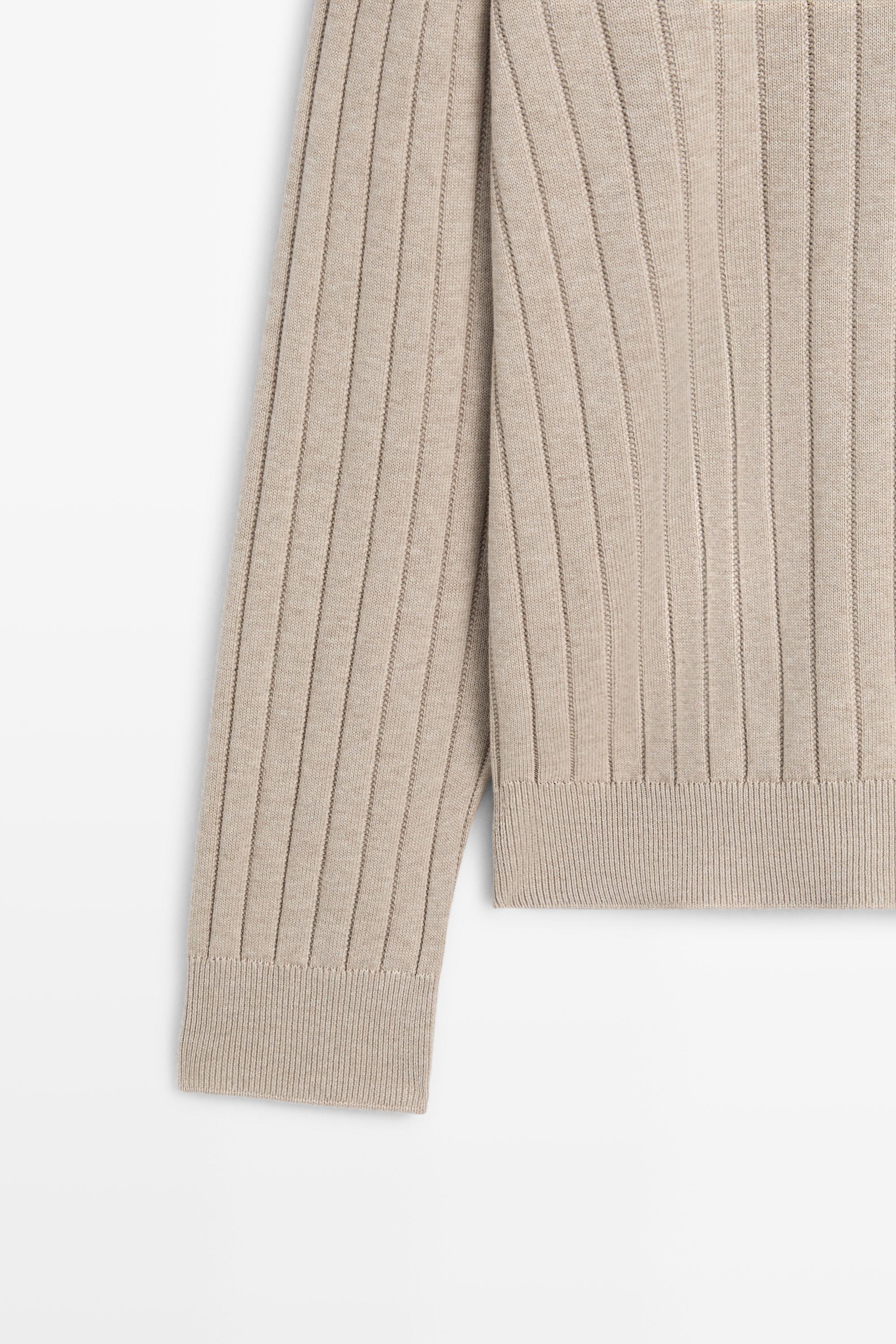 100% cotton ribbed knit sweater — GREENISH