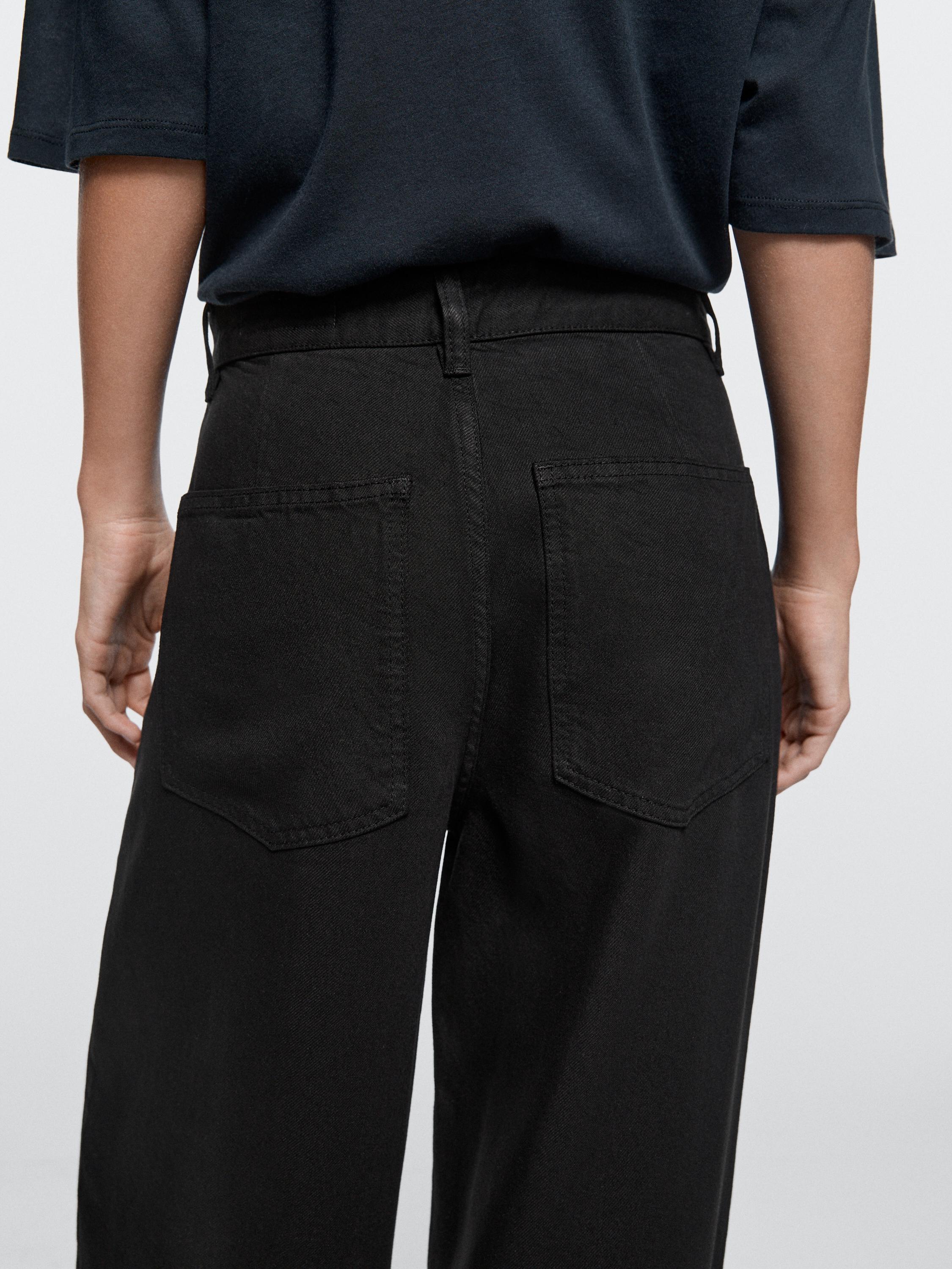 Flowing barrel fit trousers — BLACK