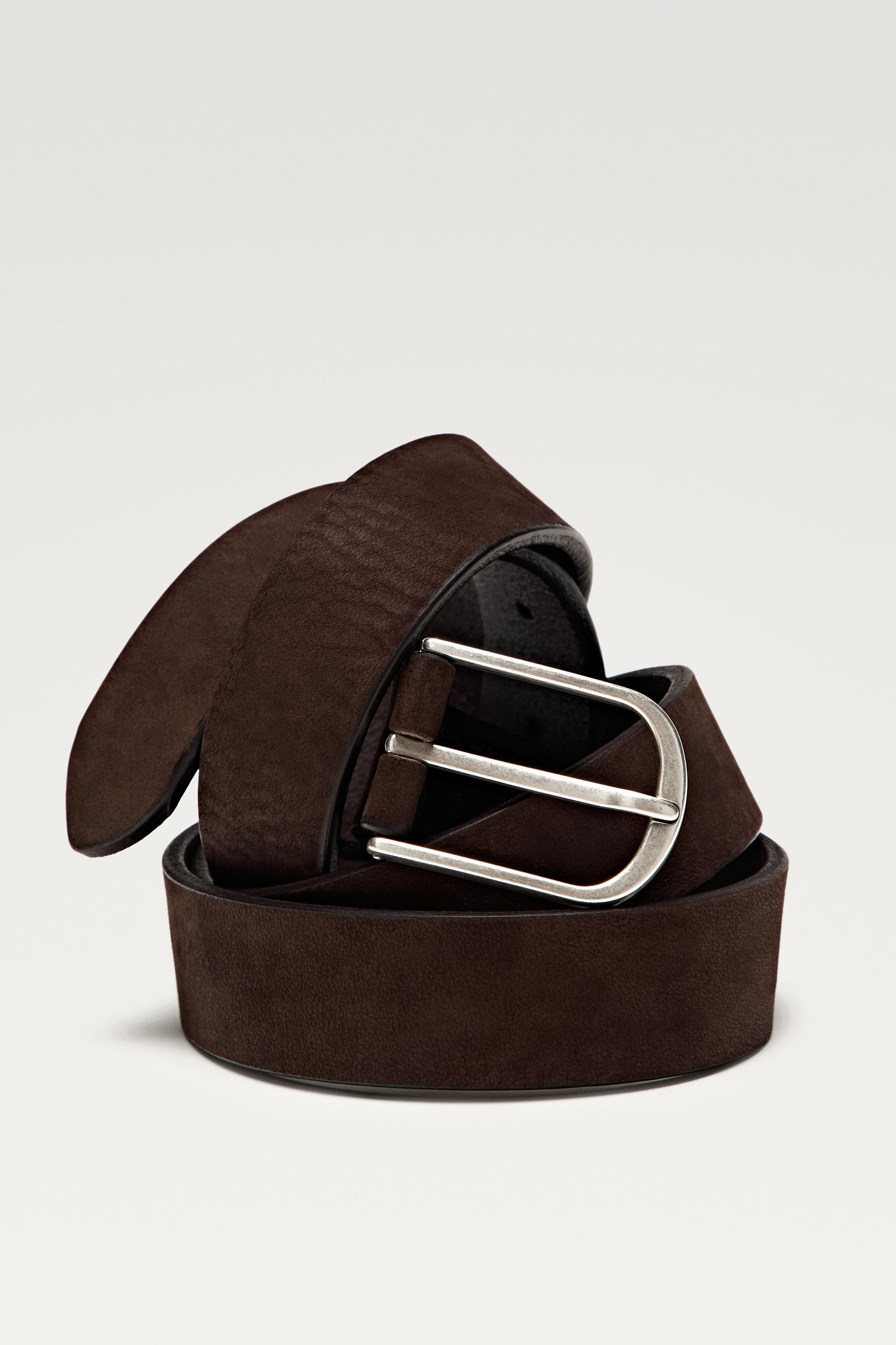 Nubuck leather belt — BROWN