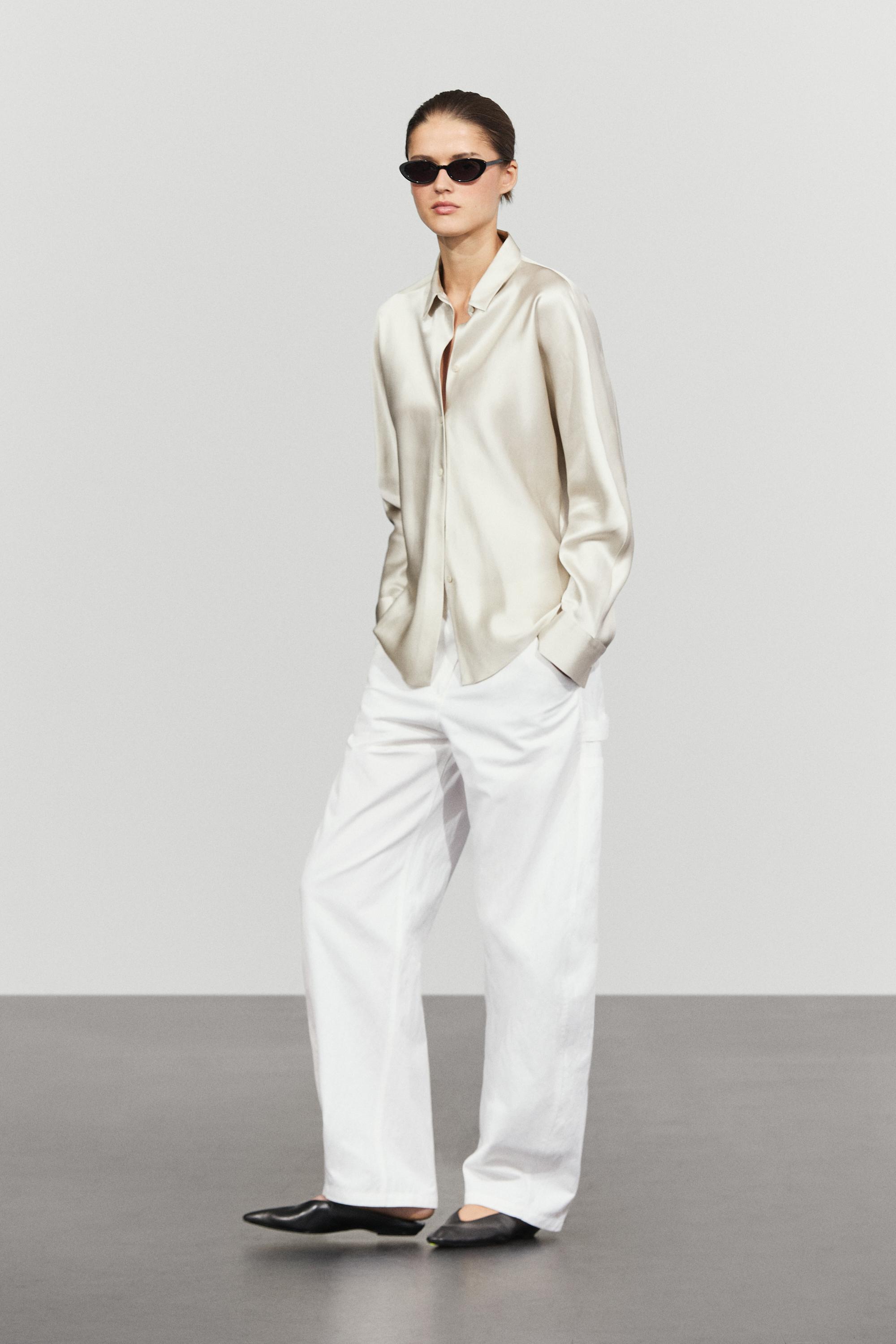 Flowing satin shirt — SILVER